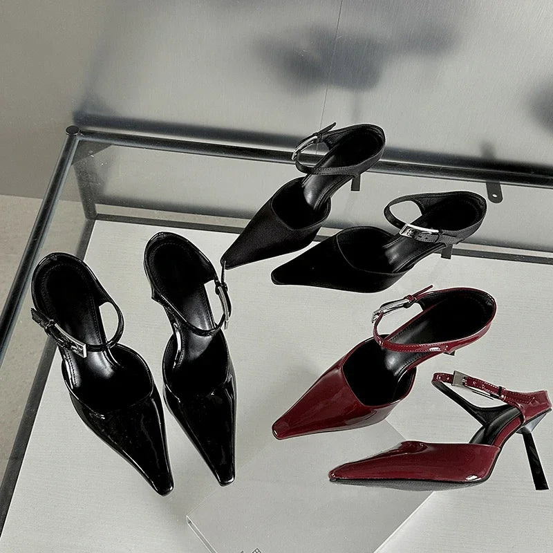 Eilyken Women's Sexy Pointed Toe High Heel Pumps - Buckle Strap Mules Slippers for Wedding, Banquet & Evening Parties | Comfortable Dress Shoes for Women