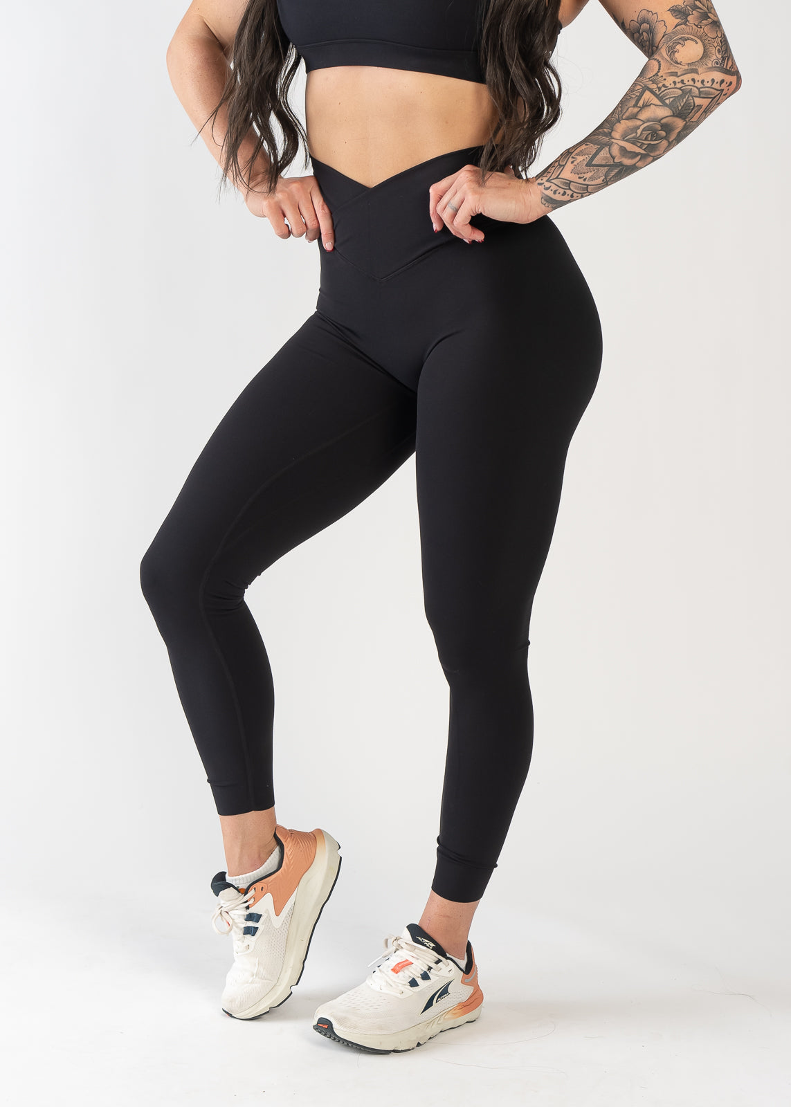 NKD High Waist Criss Cross Yoga Leggings for Women - Black | Workout, Running, Gym & Lounge Wear