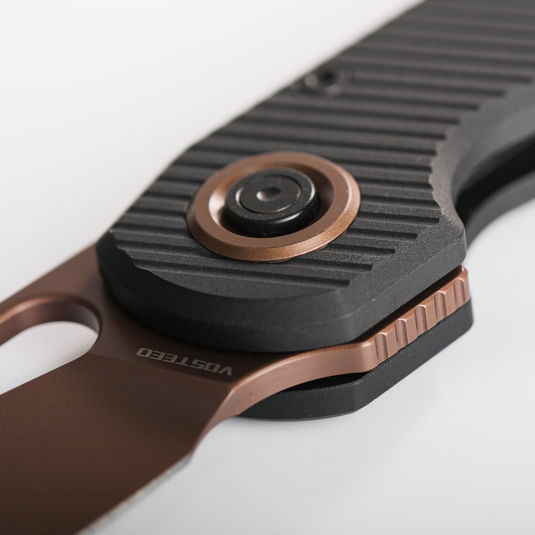 WMK Exclusive Vosteed Ankylo Vanchor Lock Pocket Knife - Black Lined Aluminum Handle, S35VN Steel Copper PVD Blade (Model A1916) - Perfect for EDC, Camping, and Outdoor Adventures