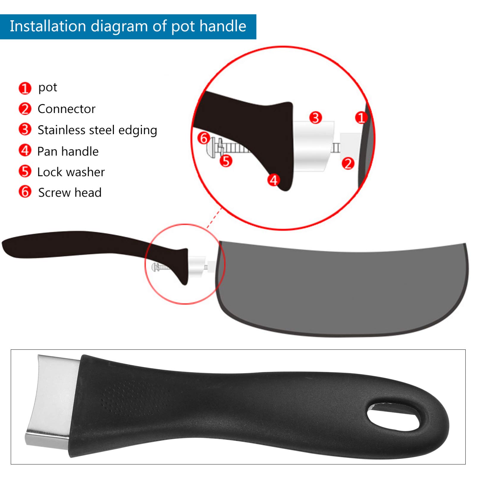 DOITOOL 2-Pack Heat Resistant Pot Handle Replacement - Anti-Scalding Cookware Grip for Saucepan, Skillet & Fry Pan - Perfect for Stovetop Cooking & Kitchen Safety Accessories