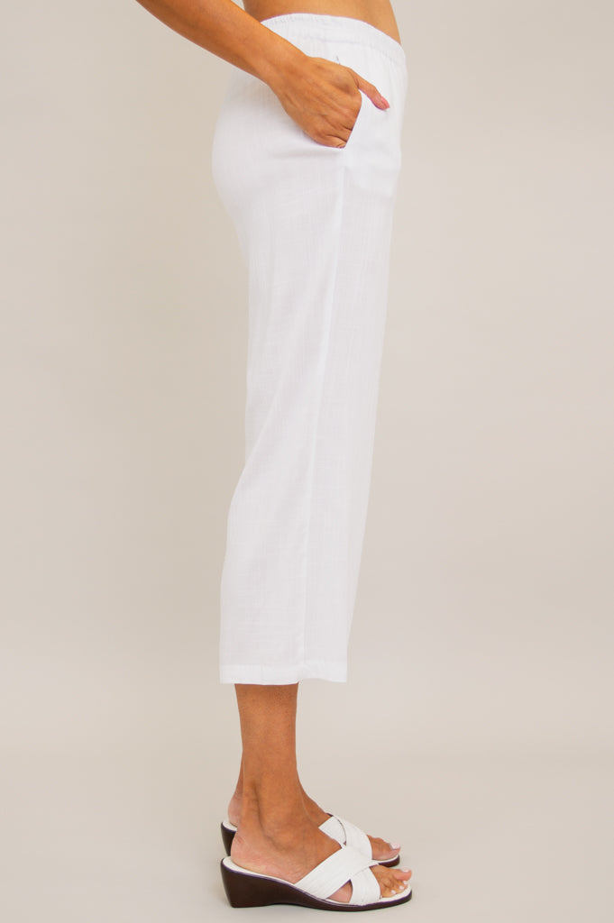 Bella Capri White Linen Bamboo Blouse - Lightweight Summer Top for Women - Perfect for Beach, Vacation & Casual Outings