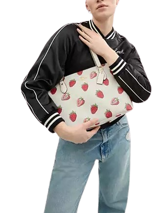 Coach Strawberry Print Gallery Tote Bag - Stylish & Spacious Handbag for Women, Perfect for Work, Travel & Everyday Use