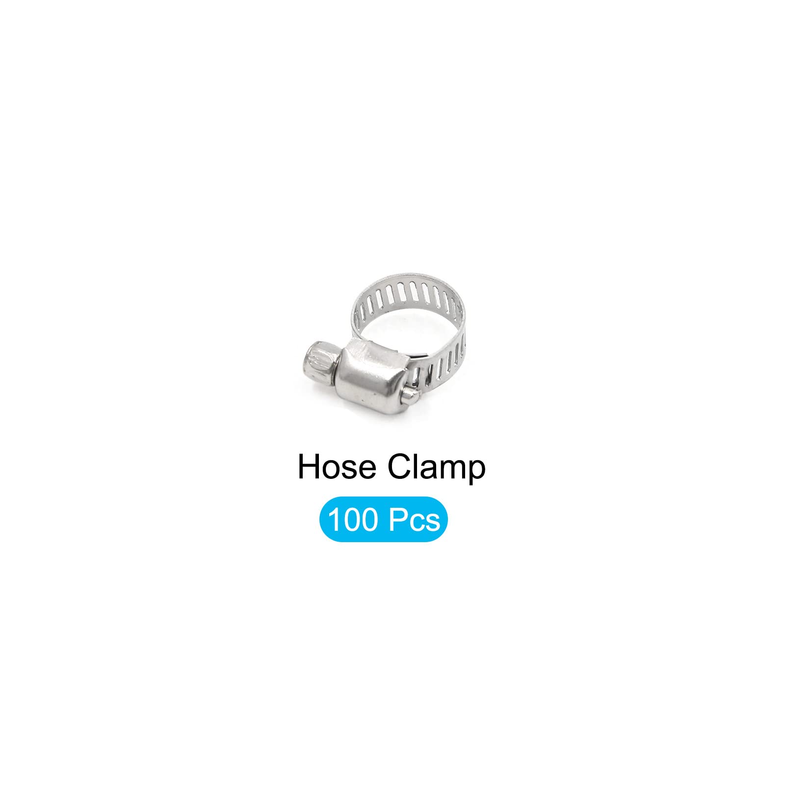 METALLIXITY 100Pcs Adjustable Stainless Steel Hose Clamps (6mm-12mm/0.24