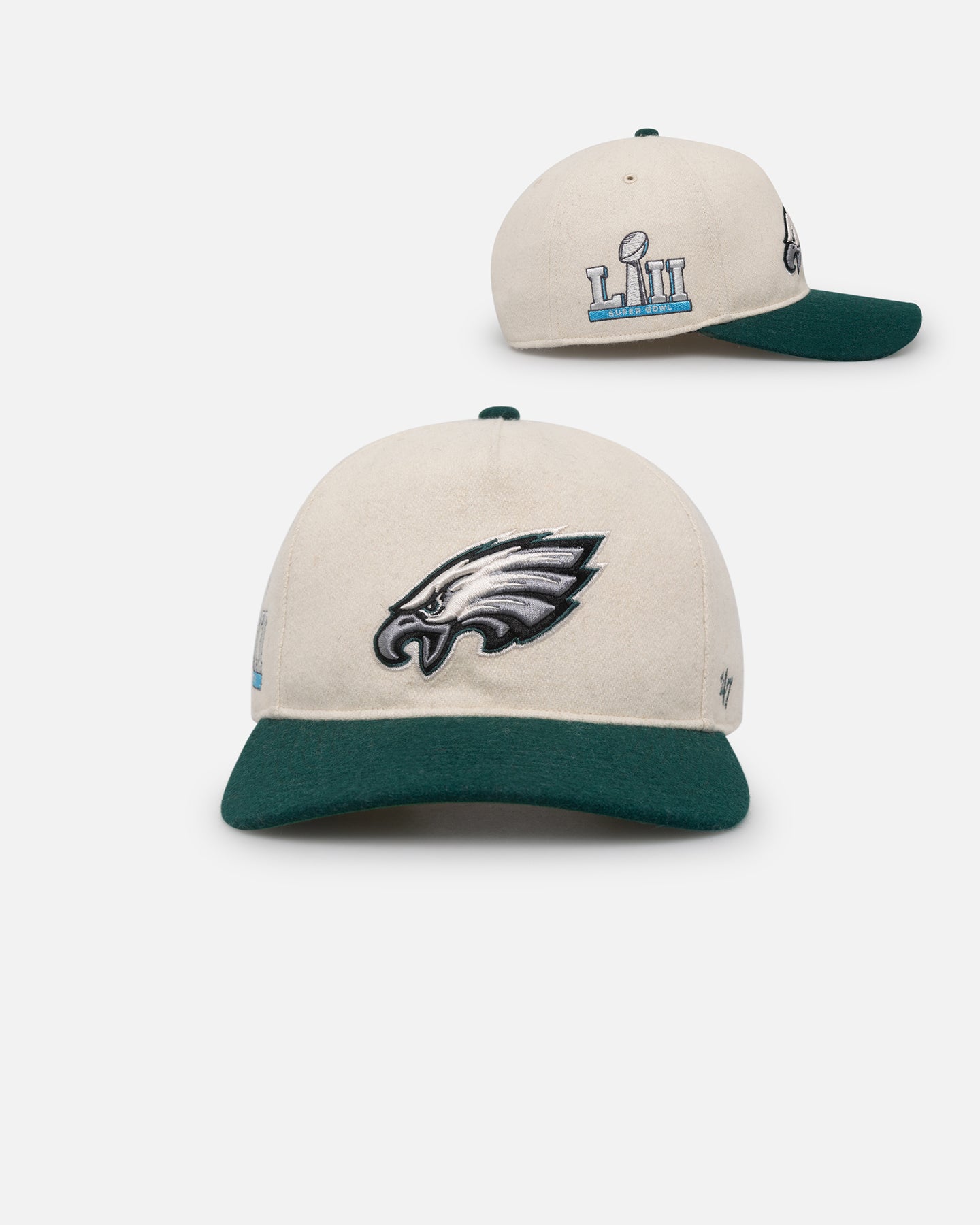 47 Brand Philadelphia Eagles Superbowl LII Champions Legacy Wool Snapback Hat - Vintage NFL Football Cap for Men & Women - Perfect for Game Day, Tailgating and Eagles Fan Collection