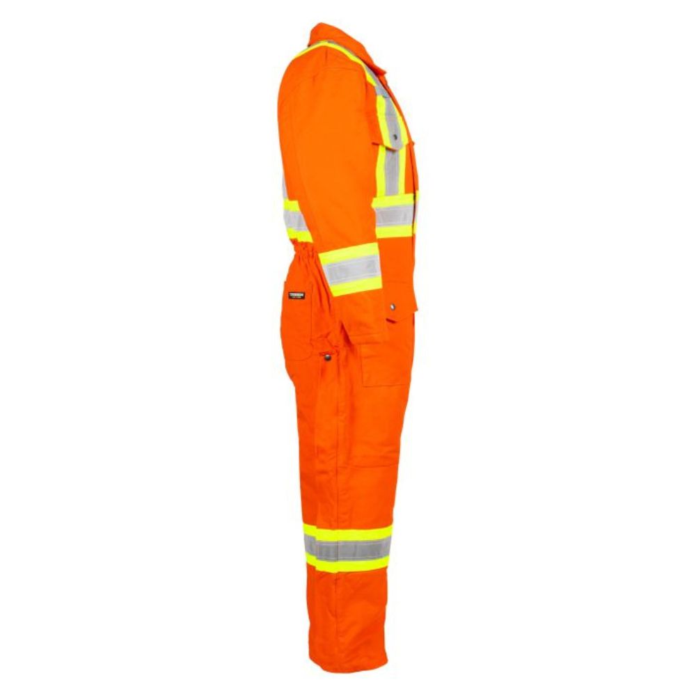 Terra Men's High Visibility Insulated Winter Coverall - Orange Safety Workwear for Cold Weather - Heavy Duty Reflective Coveralls for Construction, Road Work & Outdoor Winter Jobs