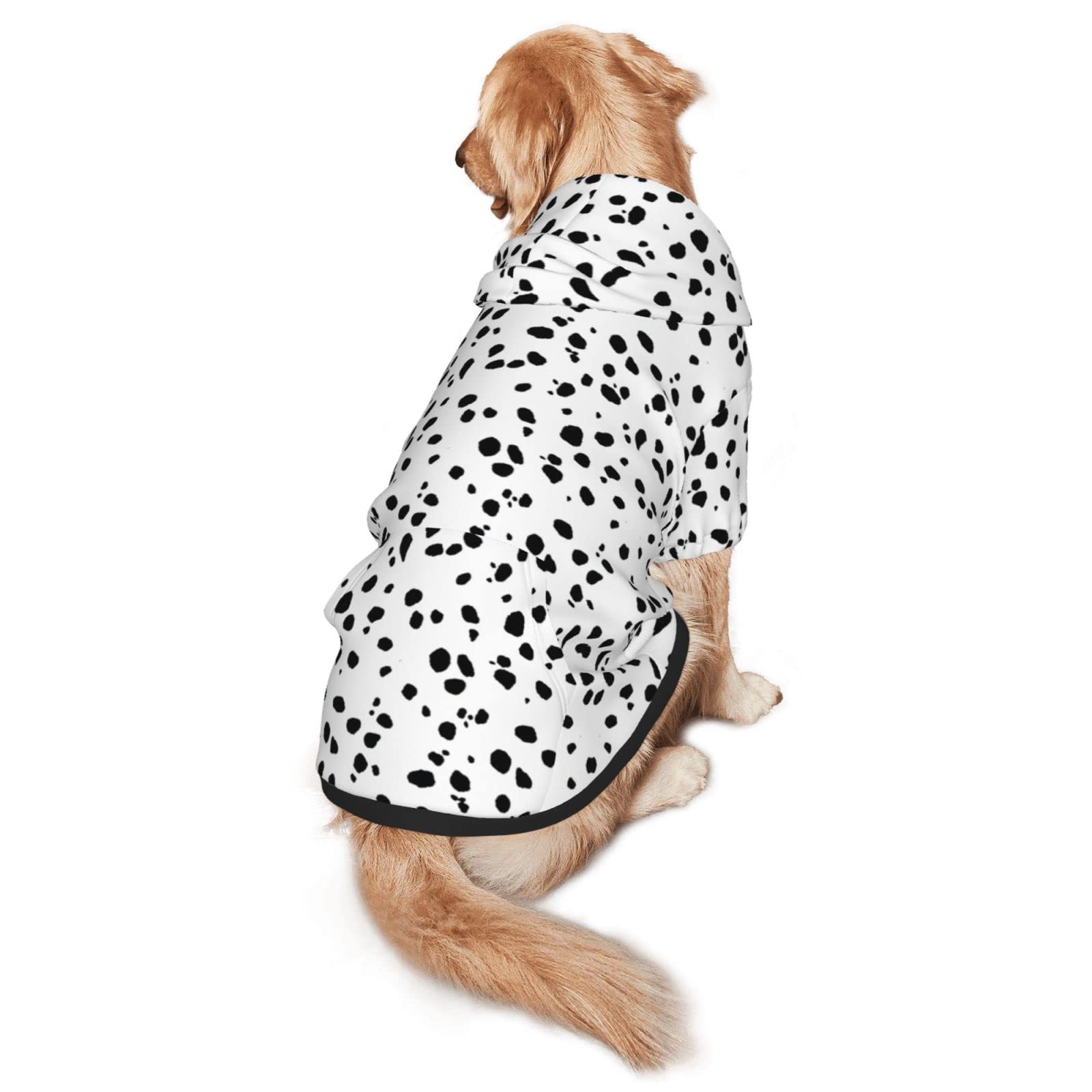Dalmatian Print Dog Hoodie for Medium & Large Dogs - Cozy Hooded Sweatshirt with Pocket, Pet Clothes & Sweater with Hat (Golden, XX-Large) - Perfect for Winter Walks & Outdoor Adventures