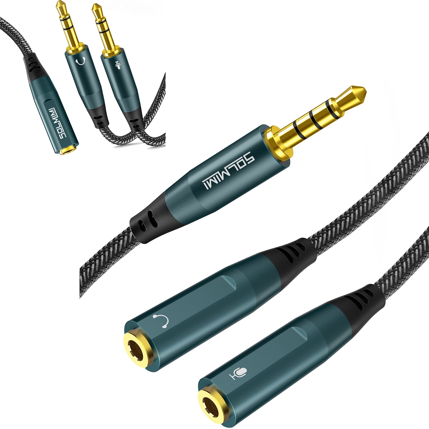 3.5mm Headphone Splitter - Female to Dual Male & Male to Dual Female Audio Mic Adapter for Gaming, Music Sharing, and Conference Calls