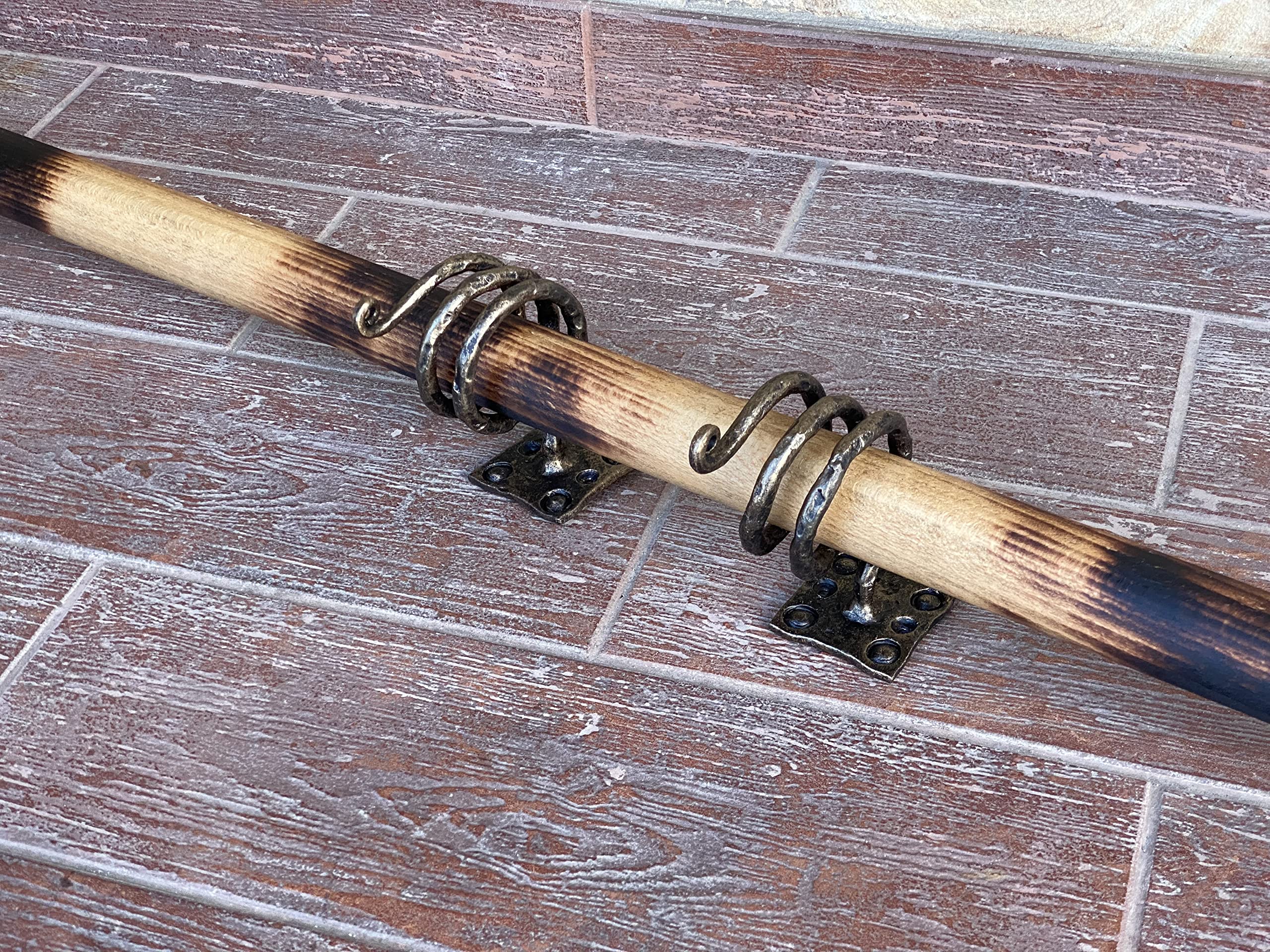 Viking Spear with 2 Wall Mounts & Etched Skulls - Medieval Weapon for Cosplay, Viking Gift, Home Decor | Perfect for LARP, Theater Props, and Norse-Themed Room Display