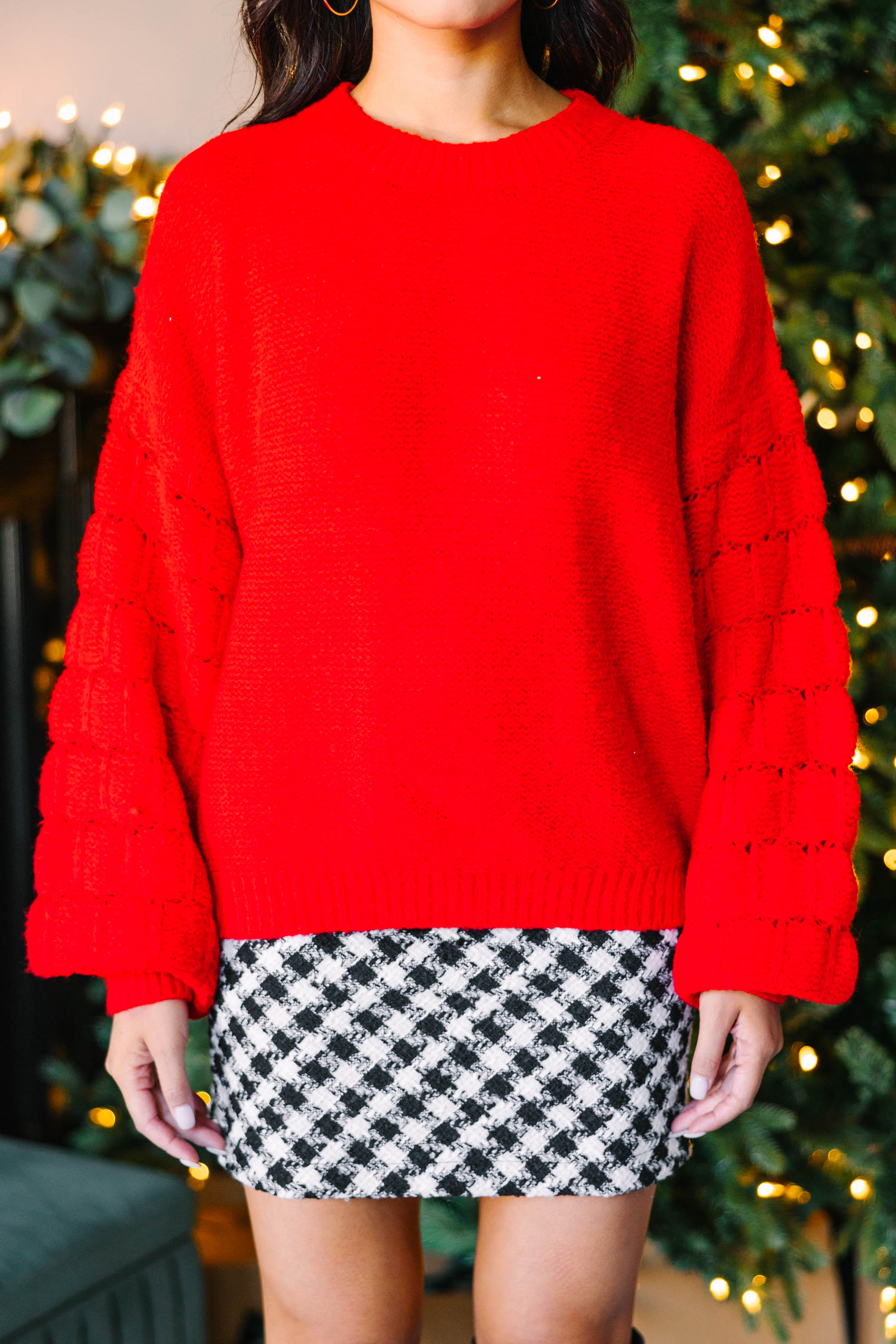 Feeling Close To You Red Textured Sweater - Cozy Knit Pullover for Women | Perfect for Date Nights & Winter Outfits