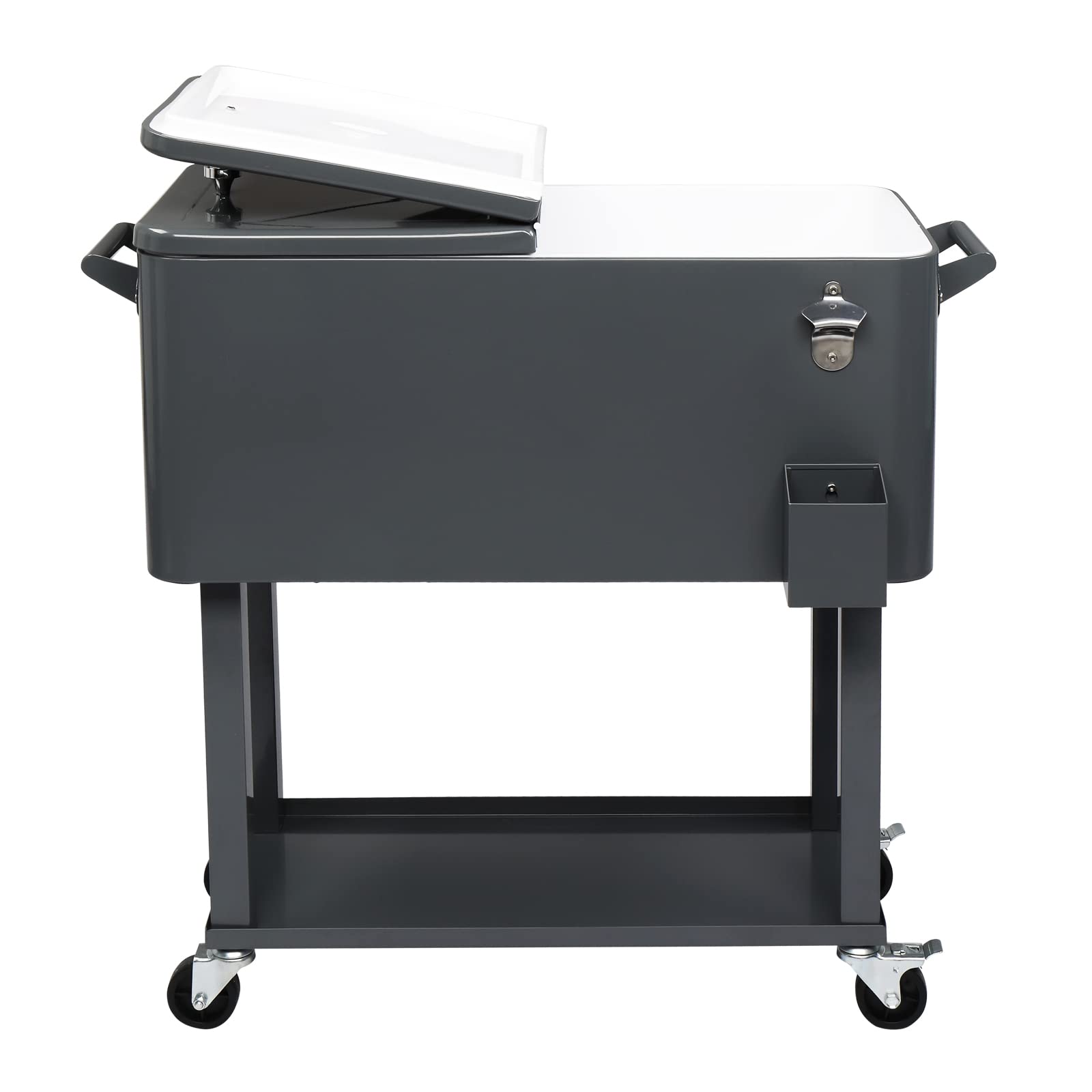 80 Quart Rolling Ice Chest with Wheels - Portable Outdoor Party Bar Cart for Cold Drinks & Beverages - Dark Brown Wicker Faux Rattan Cooler Trolley - Perfect for Backyard BBQs, Beach Trips & Tailgating