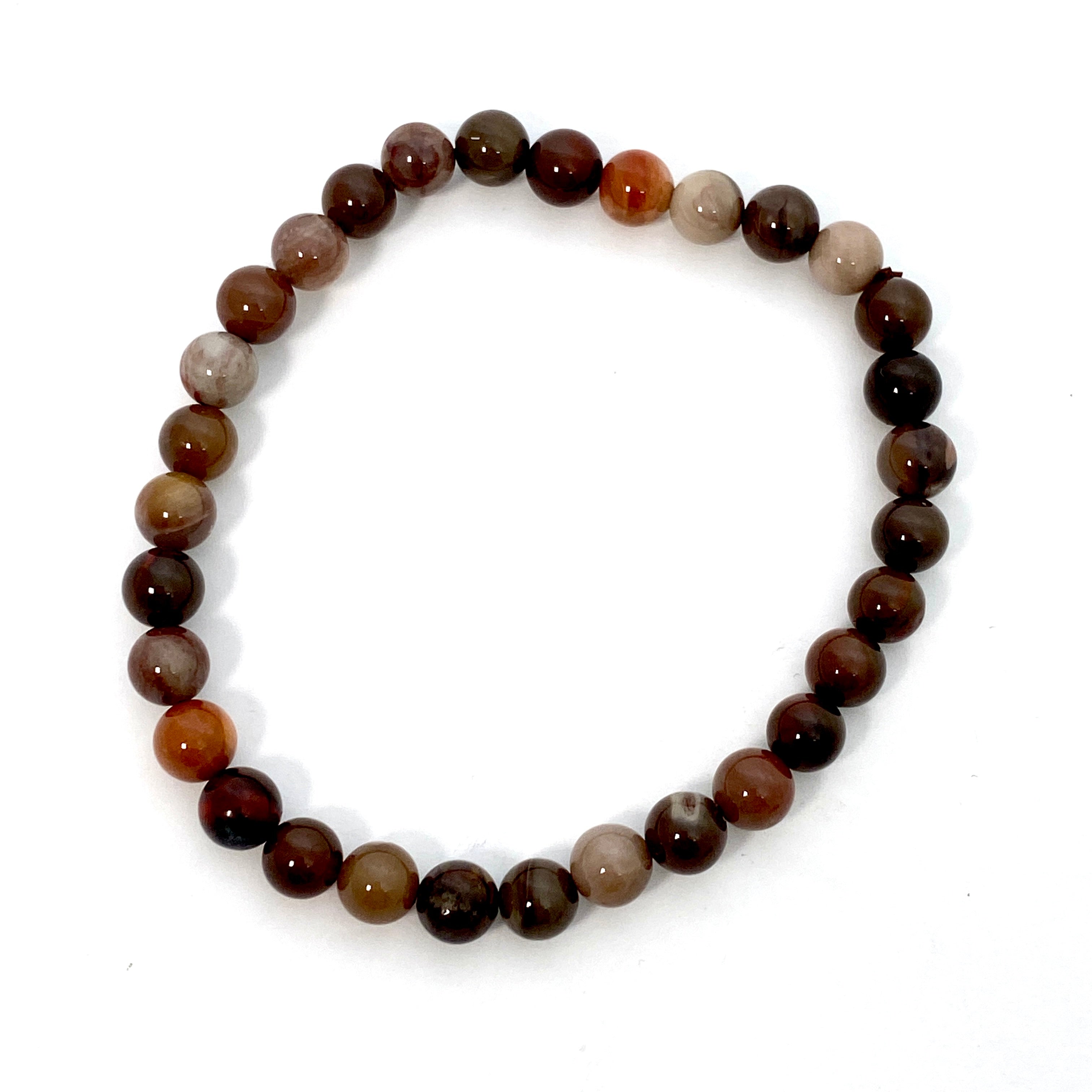 Natural Petrified Wood Beaded Bracelet for Women & Men - Unique Fossilized Stone Jewelry for Healing, Meditation & Spiritual Energy - Perfect for Gifts, Yoga & Boho Fashion