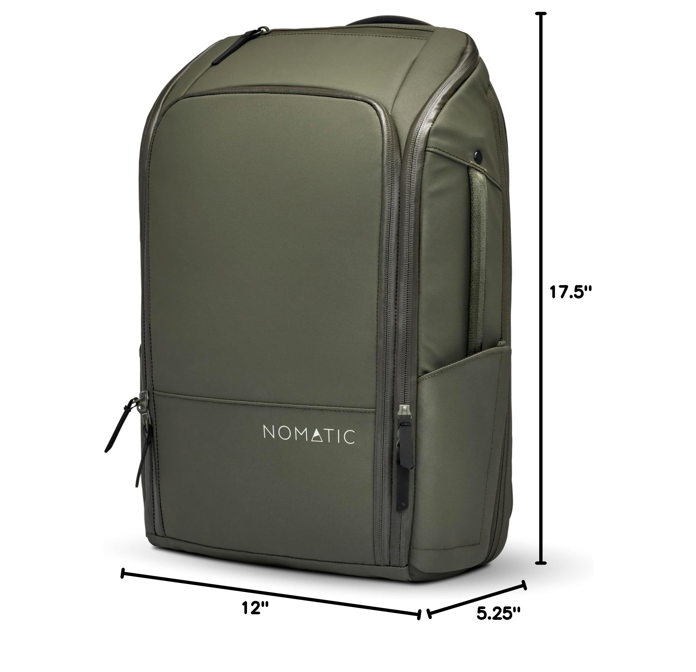 NOMATIC 14L Water Resistant Anti-Theft Laptop Backpack - Expandable Olive Computer Bag for Work, Travel & Daily Commute - Durable & Stylish Backpack for Professionals & Students