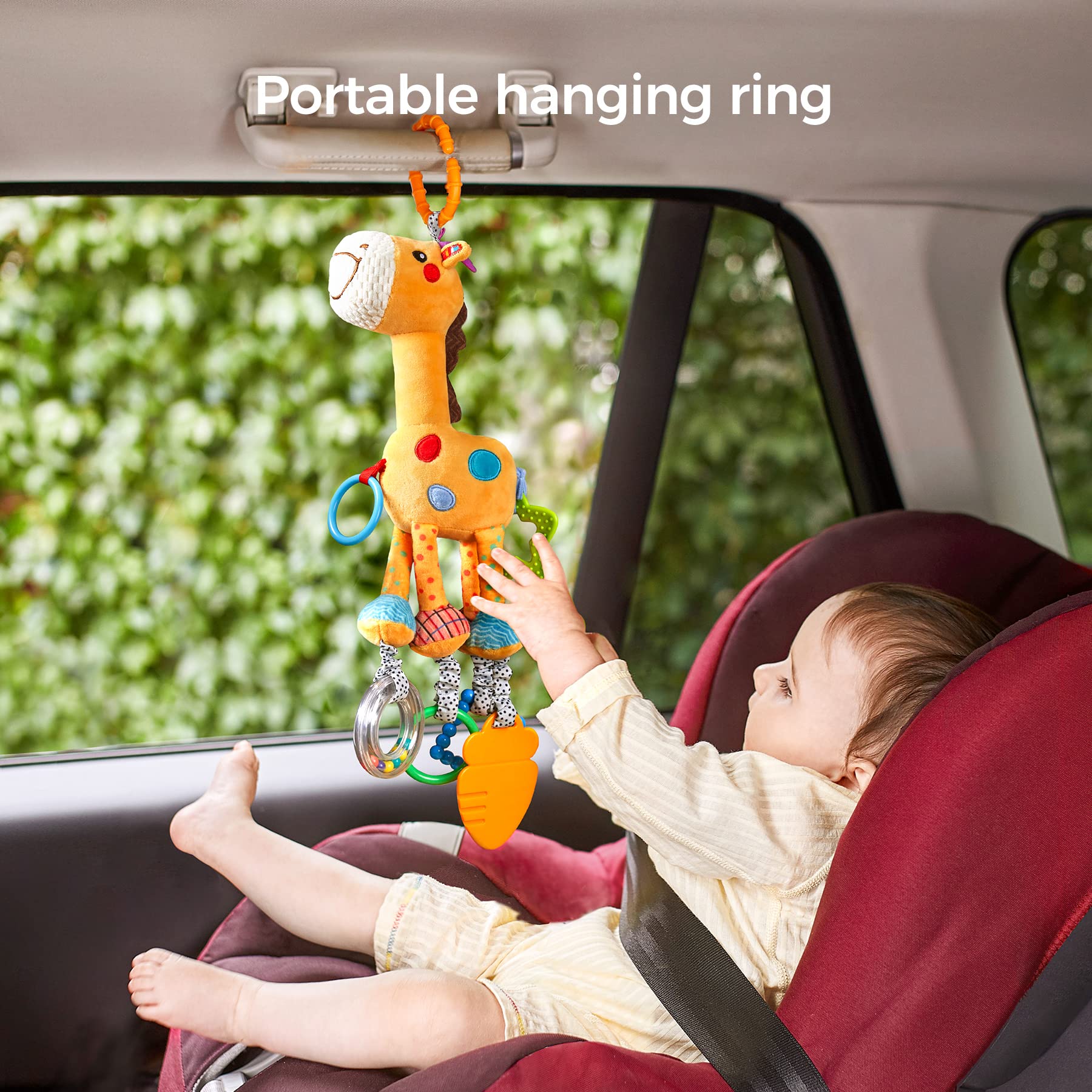 TUMAMA Giraffe Hanging Rattle Toys - Soft Wind Chime Plush Animal Activity Toy for Newborns & Toddlers 0-36 Months | Perfect for Crib, Stroller & Car Seat | Baby Shower Gift & Early Learning Development Toy
