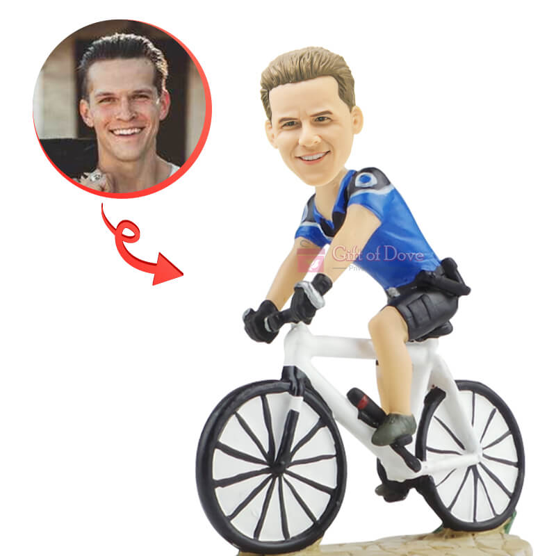 Custom Bicycle Racing Driver Bobblehead - Personalized Cycling Enthusiast Gift - Unique Sports Decor for Office, Desk, or Man Cave