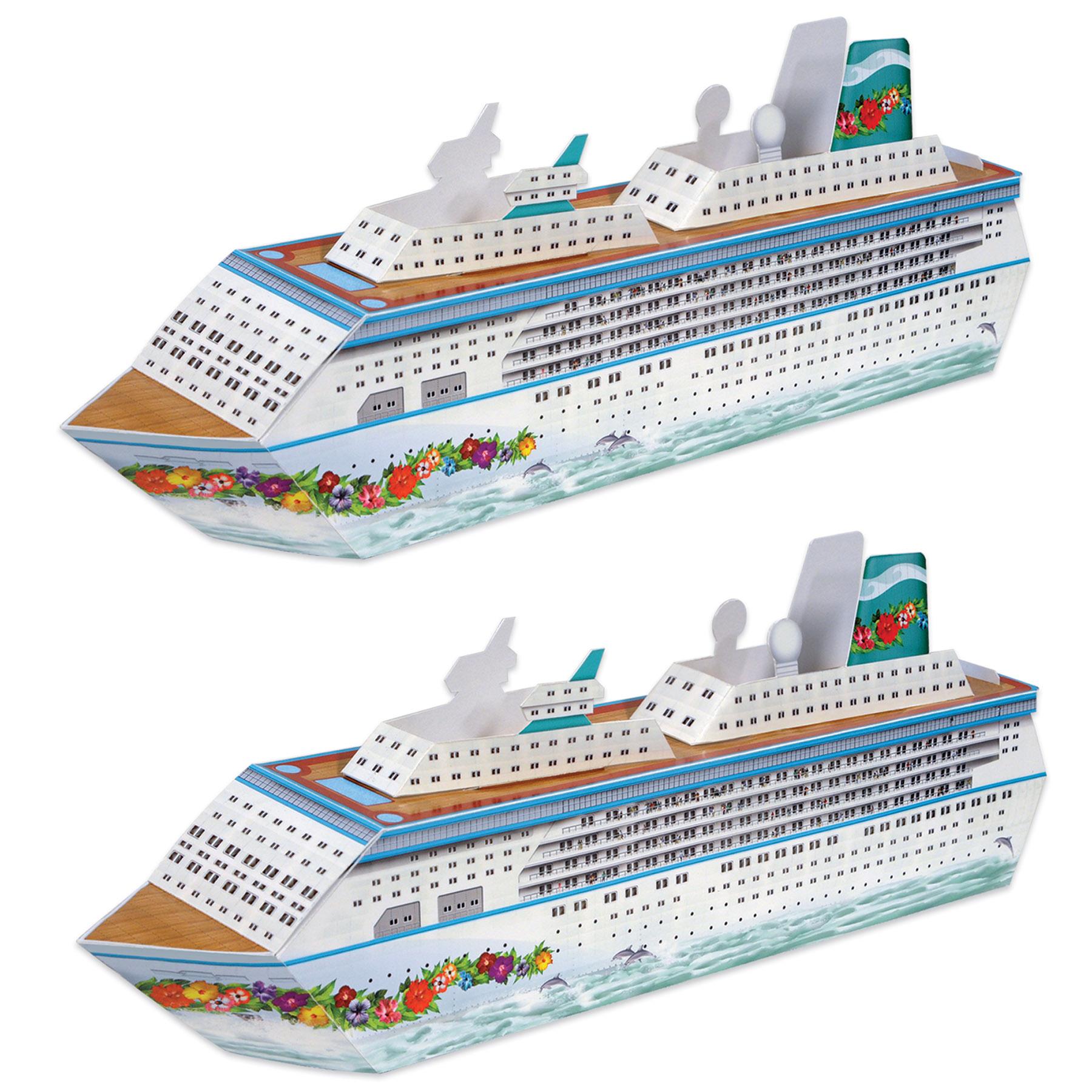 12 Pack Beistle 3D Cruise Ship Party Centerpieces - Nautical Theme Decorations for Cruise Ship Parties, Baby Showers & Birthday Celebrations