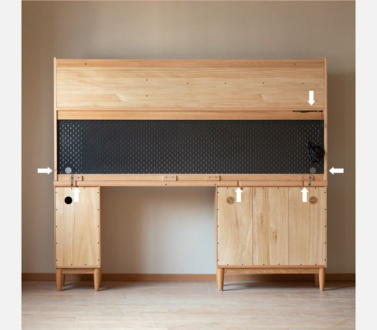Solid Oak Wood Ultra-Thin Multi-Function Sideboard Buffet Cabinet - Perfect for Dining Room Storage, Kitchen Organization & Living Room Decor