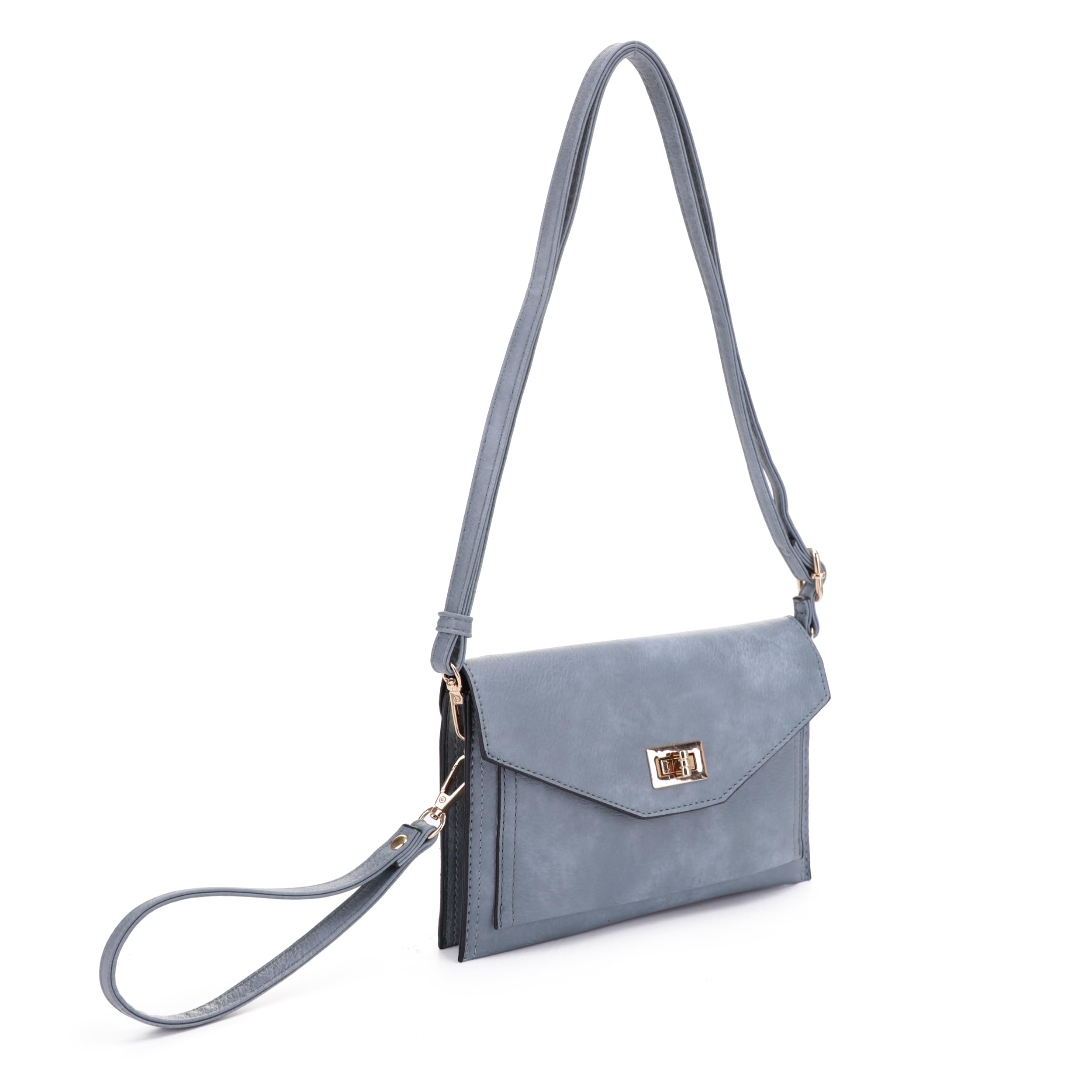 Stylish Multifunctional Women's Envelope Crossbody Wallet Clutch - Secure Turn Lock & Zipper Closure | Perfect for Travel, Shopping & Night Out