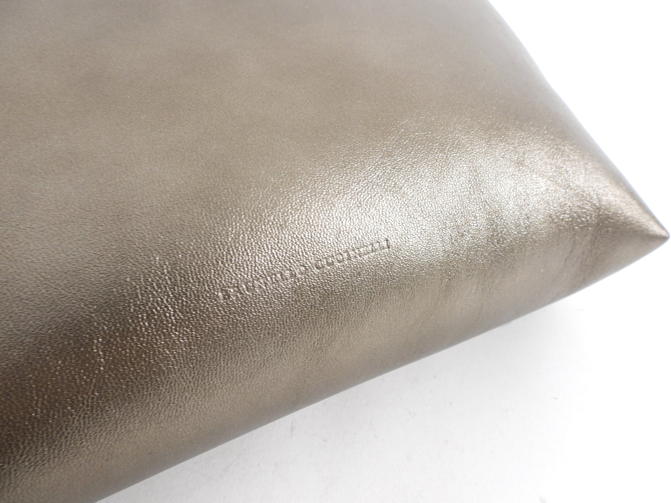 Brunello Cucinelli Pewter Metallic Leather Zip Large Pouch Clutch Bag for Women | Luxury Evening Bag for Parties, Weddings & Special Occasions