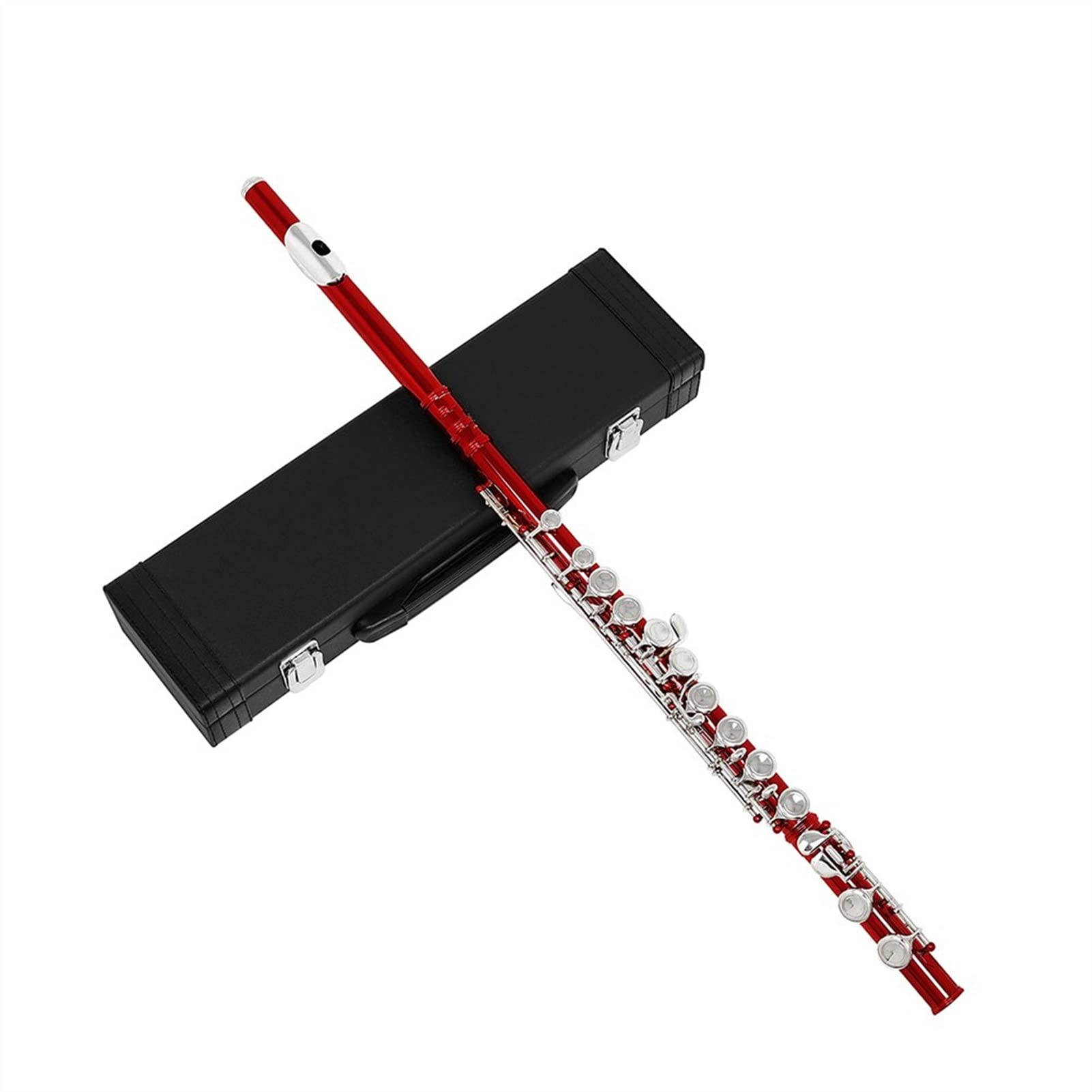 Premium Cupronickel Silver Key 16-Hole Closed Hole C Flute - Professional Band Instrument with Leather Cleaning Cloth & Case - Perfect for Beginners, Students & Performers - Ideal for School Bands, Concerts & Music Practice