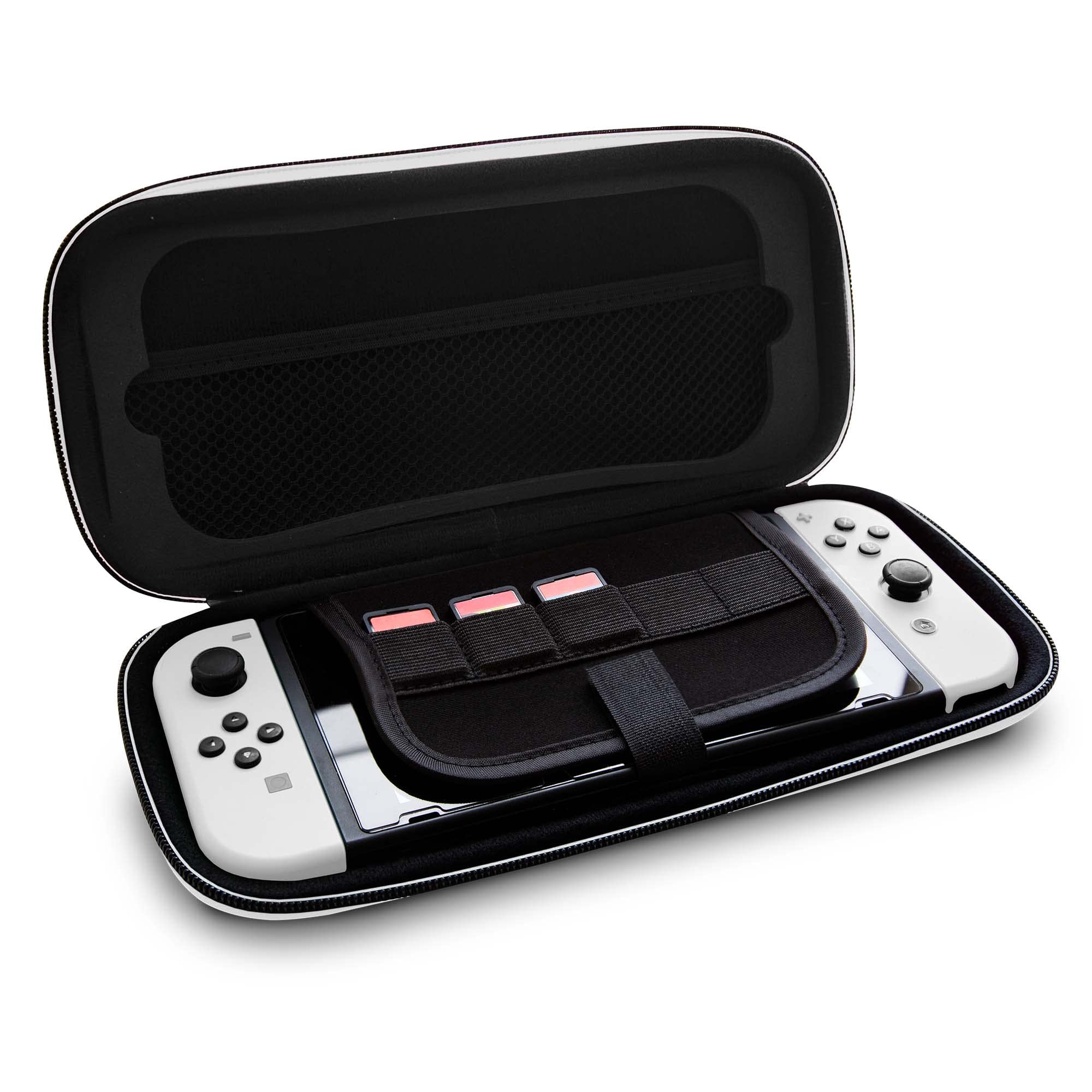 4Gamers Hard-Shell Travel Case for Nintendo Switch, Lite & OLED - Durable Protective Cover for Gaming Console, Joy-Cons & Accessories - Perfect for Travel, Commuting & Outdoor Gaming Adventures