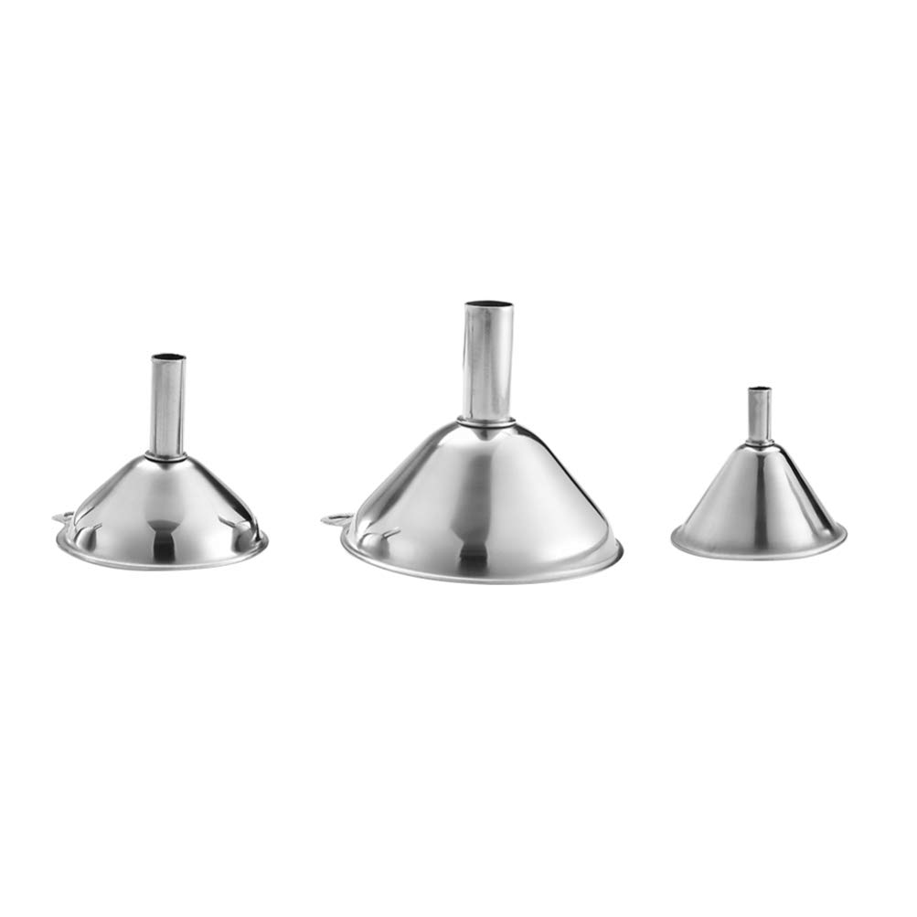 3-Piece Stainless Steel Kitchen Funnels Set - Durable Household Filling Funnels for Cooking, Baking, Oil Transfer & DIY Projects