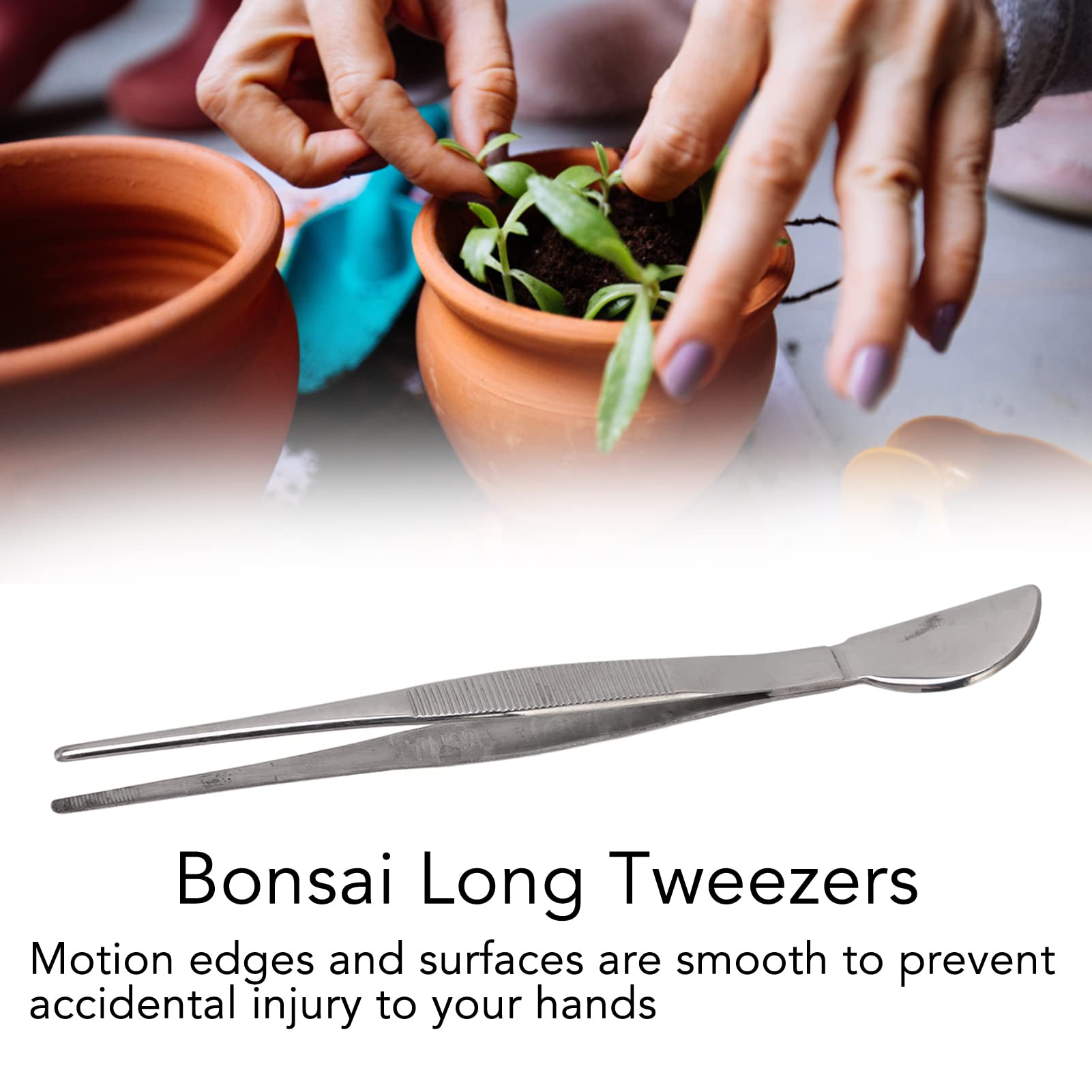 Fdit Stainless Steel Bonsai Tweezers - Long Handled Gardening Tool for Plants, Succulents & Precision Work | Straight Tip Design for Pruning, Repotting & Detailed Plant Care