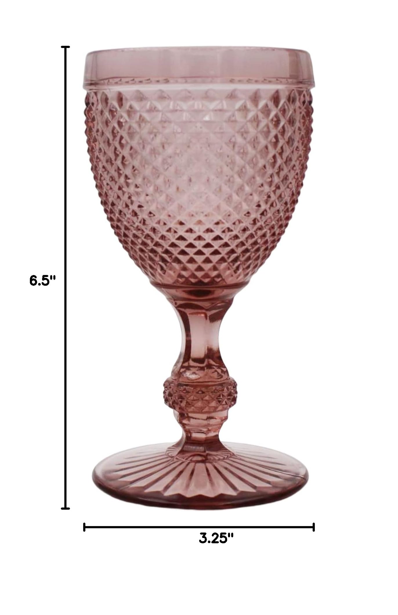 Vista Alegre Pink Glass Bicos Water Goblet Set of 4 - Elegant Stemware for Wine, Cocktails & Formal Dining - Perfect for Weddings, Parties & Special Occasions