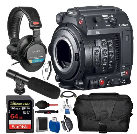 Canon EOS C200 Cinema Camera with EF Mount & Sony MDR-7506 Professional Headphones - 4K Video Recording for Filmmaking, Vlogging and Studio Production