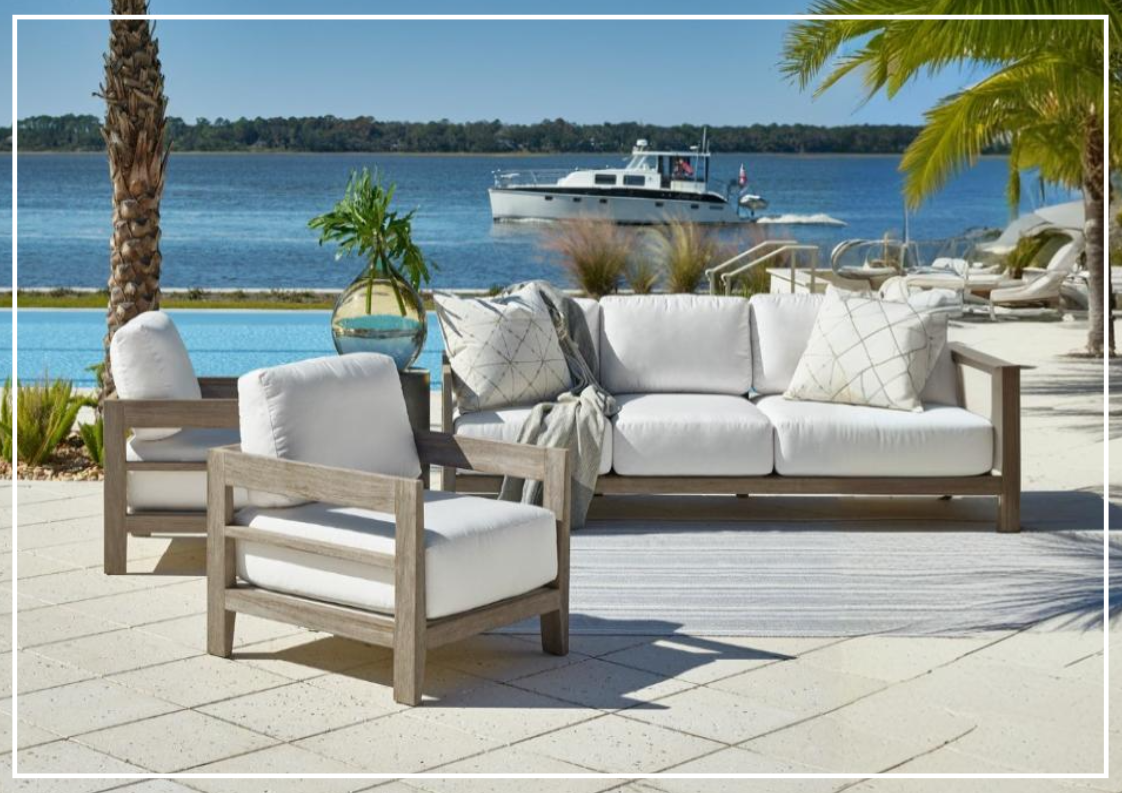 Universal Coastal Living Jolla Fabric White Lounge Chair - Comfortable Upholstered Accent Chair for Living Room, Bedroom, or Office