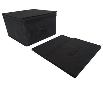 Large Plastic Storage Box with Lid - TUSK Heavy Duty Storage Container for Home, Office & Garage Organization - Black