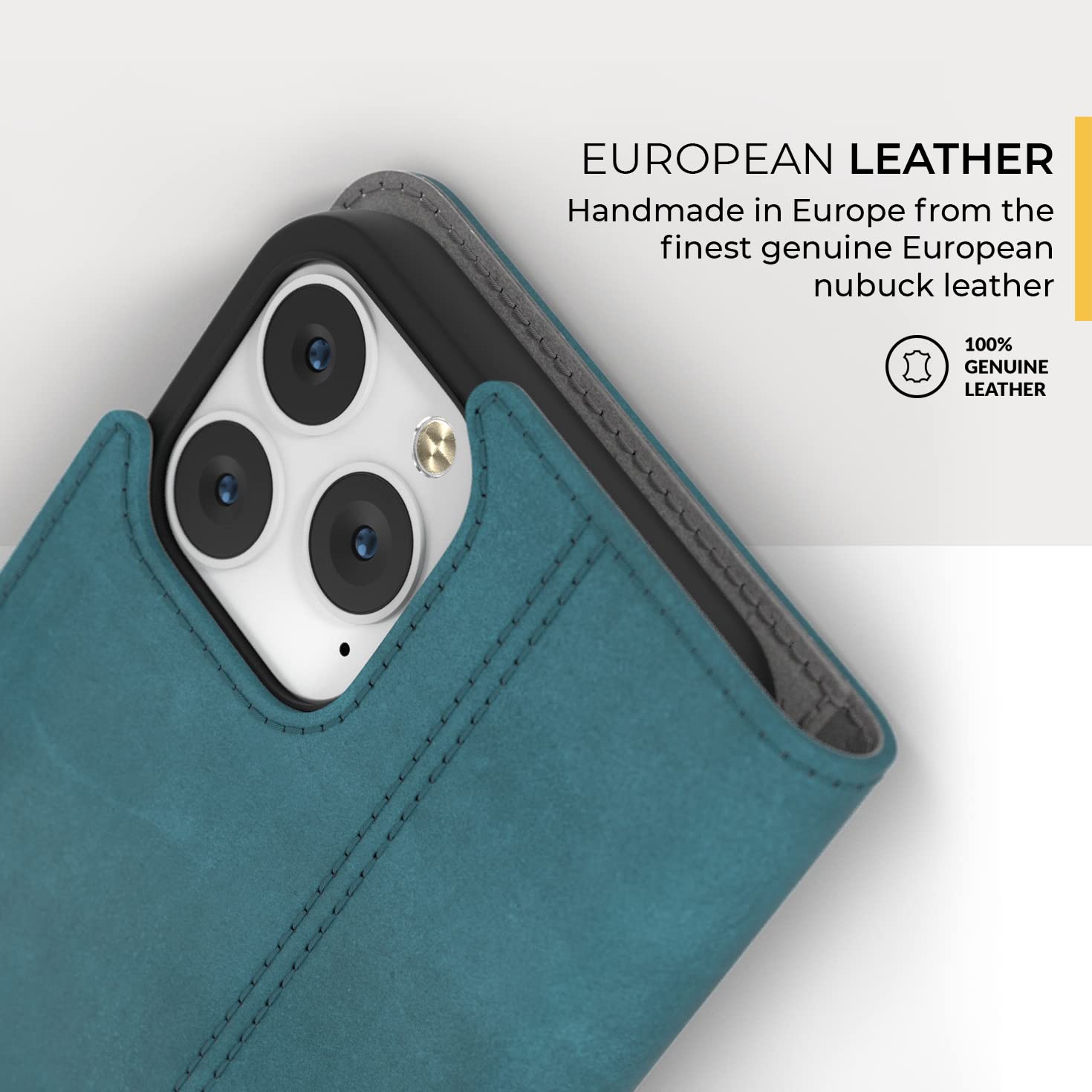 Premium Genuine Leather iPhone 13 Pro Max Wallet Case with Card Holder & Stand - Flip Folio Cover for iPhone 13 Pro Max (Teal) | Perfect for Business, Travel & Everyday Protection