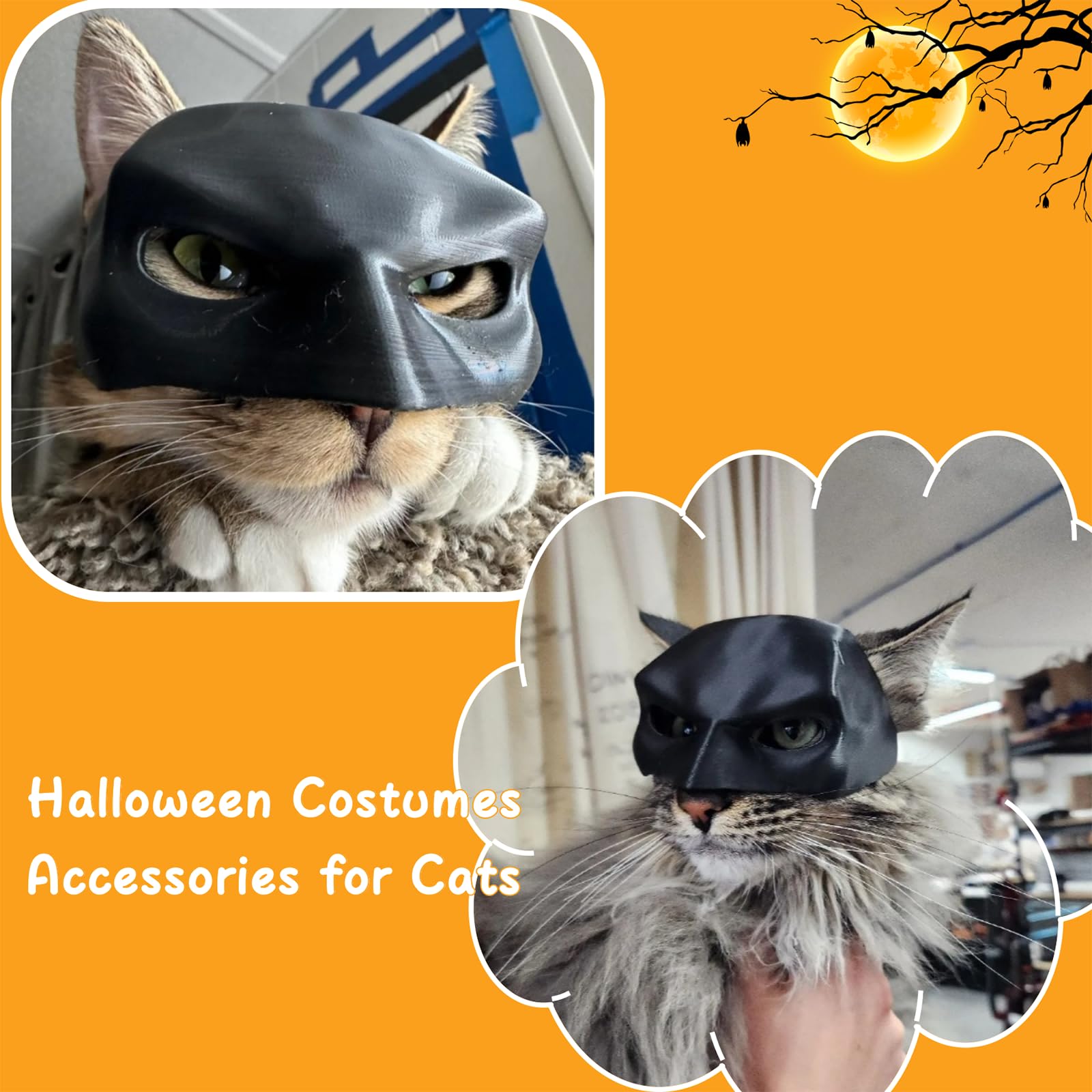 Bat Cat Mask for Halloween - Black Cat Bat Cosplay Hat & Costume Accessory for Small to Medium Cats - Perfect for Halloween Parties, Pet Costume Contests & Fun Photo Shoots
