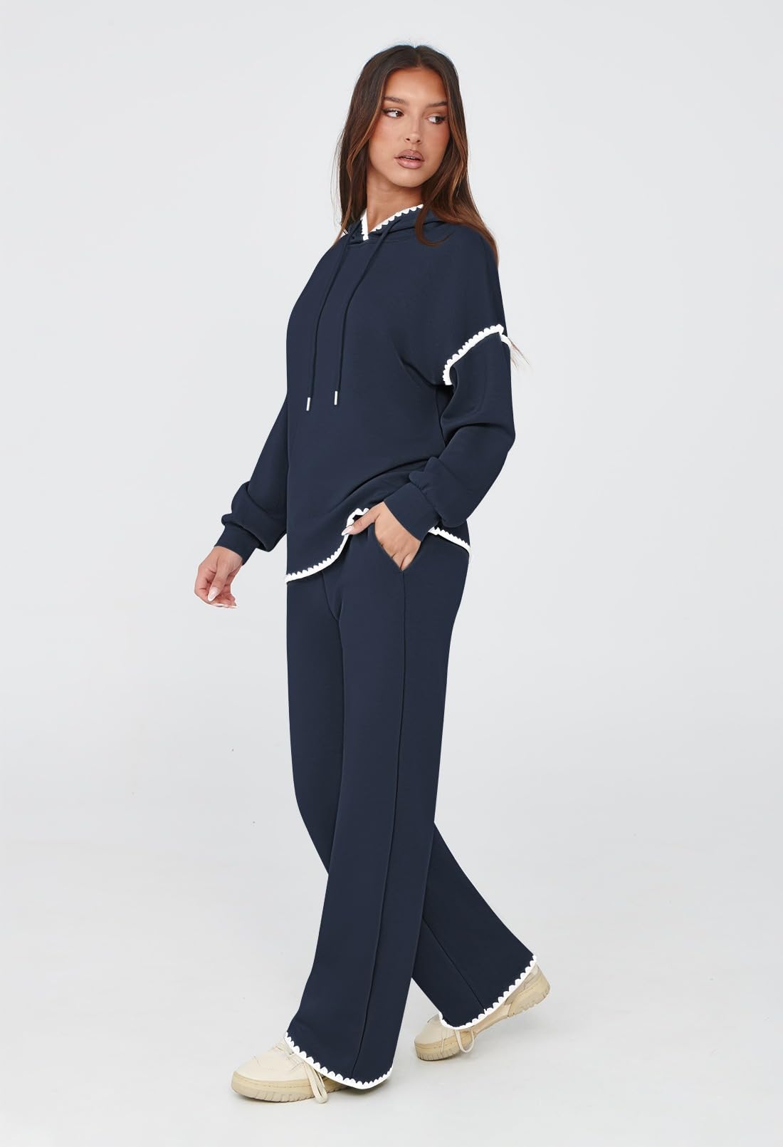 Fixmatti Women's 2-Piece Hoodie & Sweatpants Set - Long Sleeve Pullover Sweatshirt & Jogger Pants Matching Outfit for Casual Wear, Loungewear & Gym