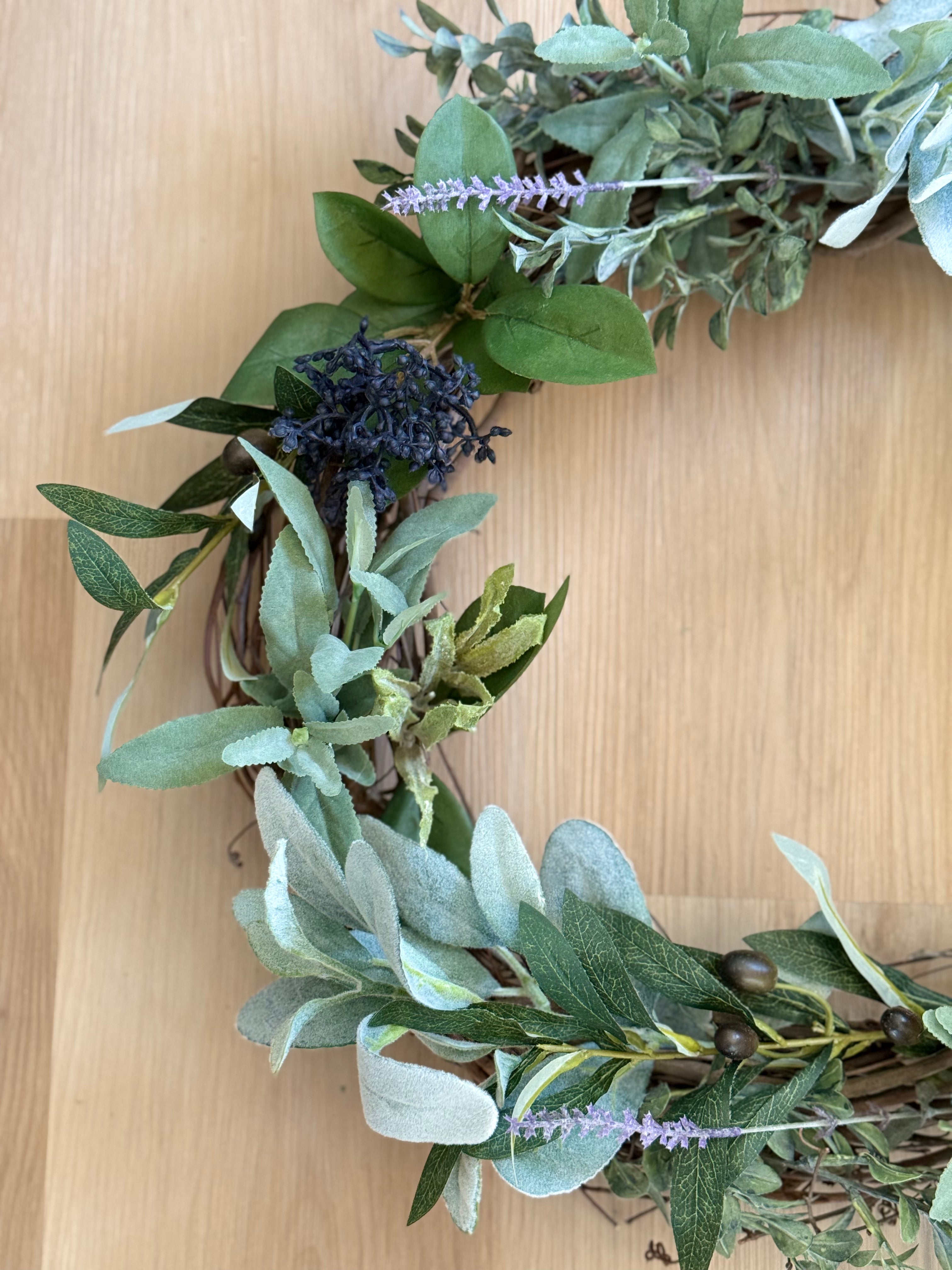 Under the Olive Tree Wreath - Handmade Olive Branch Wreath for Front Door, Wall Decor, Wedding & Home Decoration - Perfect for Christmas, Thanksgiving & Seasonal Home Decor