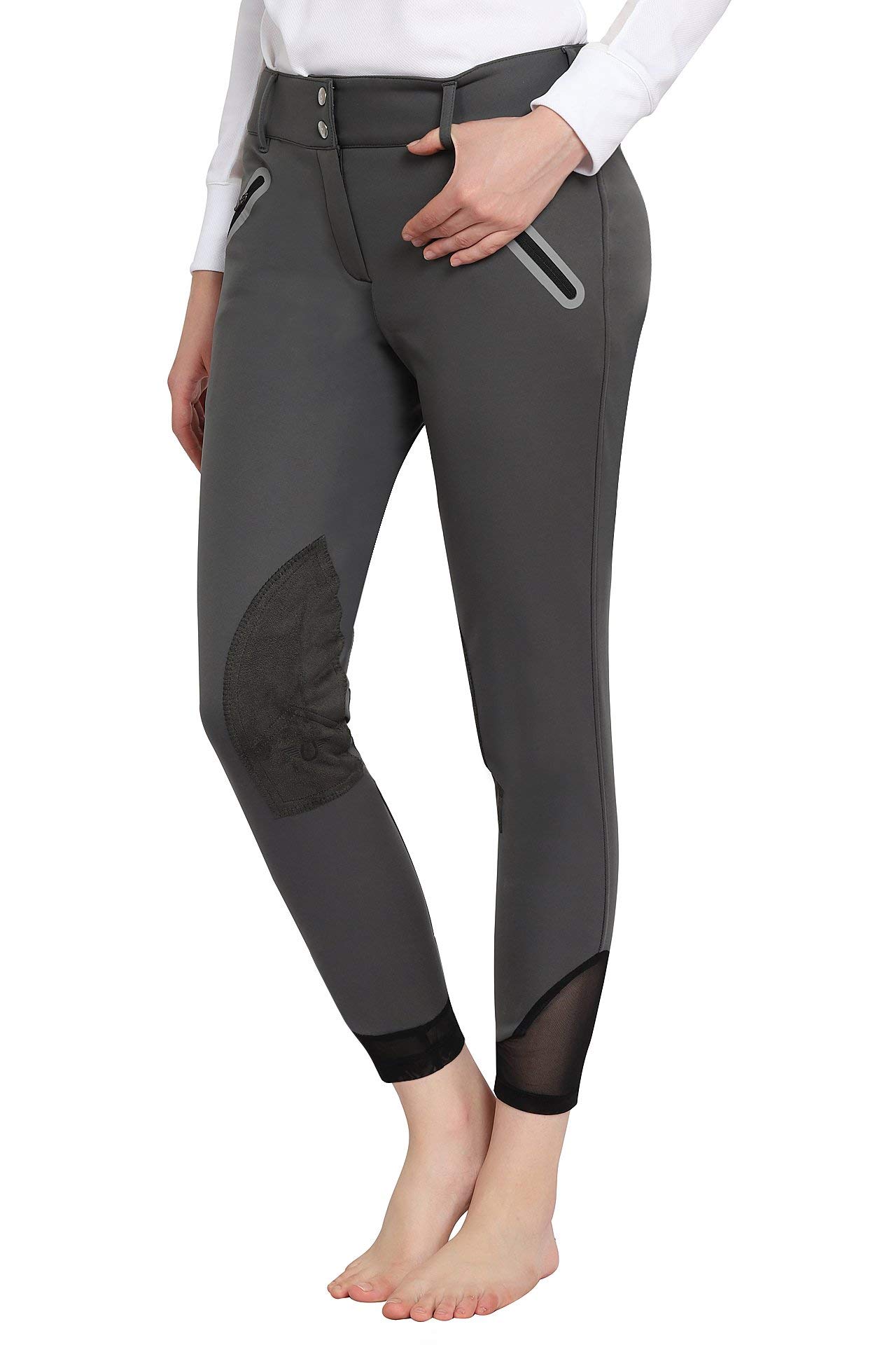 TuffRider Women's Yeti Soft Shell Knee Patch Breeches - Equestrian Riding Pants for Horseback Riding & Outdoor Activities