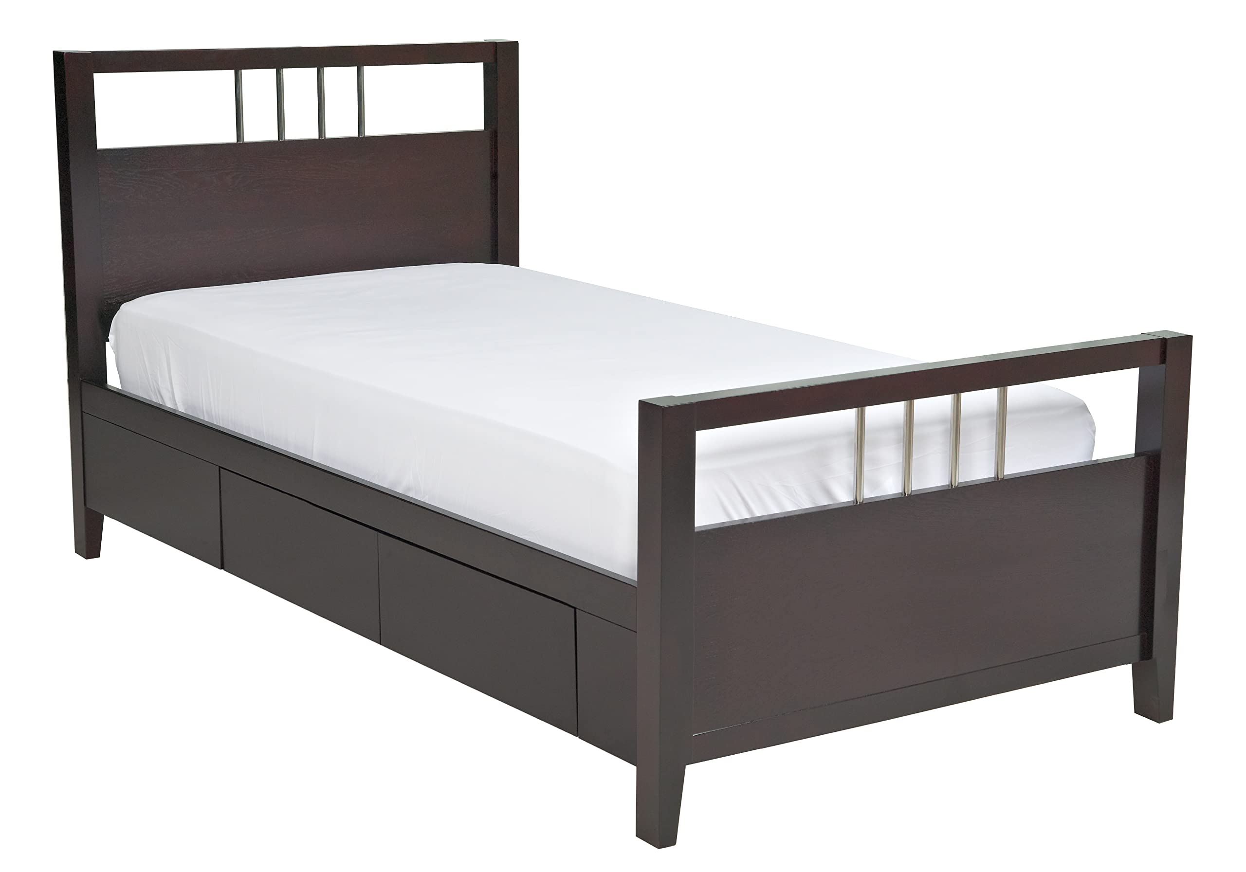 Modus Furniture Solid Wood 2-Side Storage King Bed Frame with Underbed Drawers, Espresso Finish - Perfect for Small Bedrooms & Guest Rooms Storage Solutions