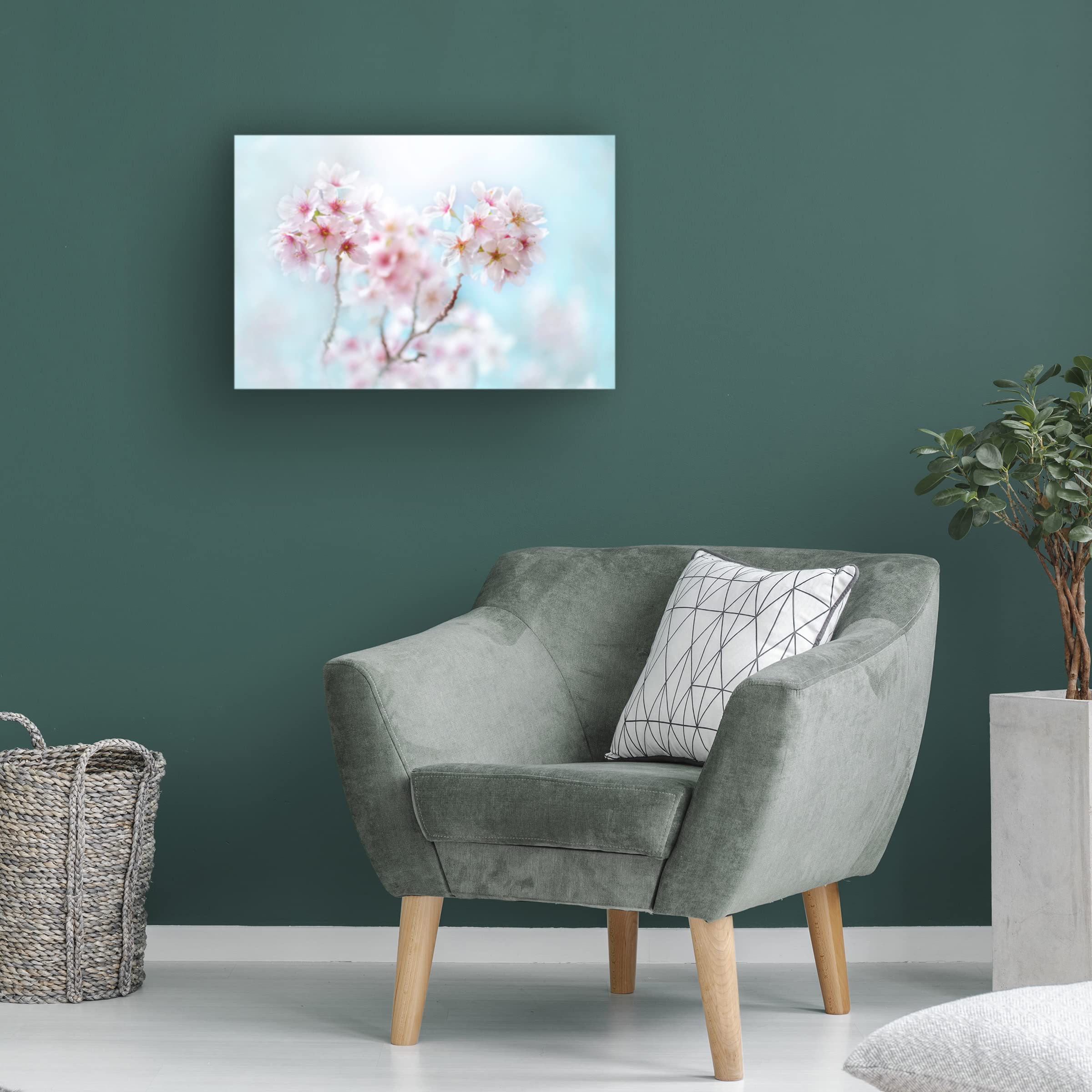 Jacky Parker 'Yoshino' Canvas Wall Art Print - Japanese Cherry Blossom Landscape Painting - Home & Office Decor, Living Room Bedroom Wall Decor