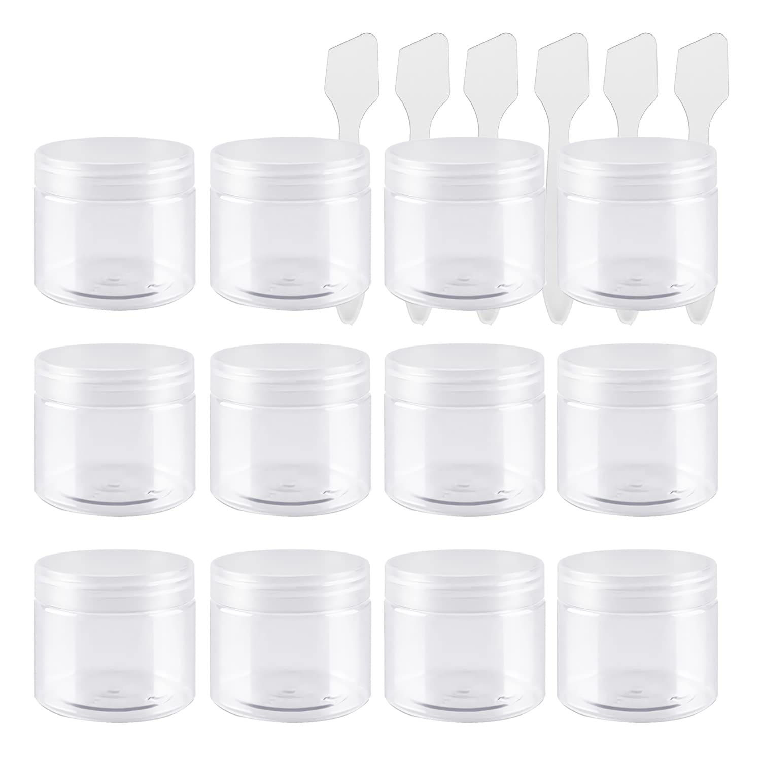 12 Pack 30ml Clear Plastic Cream Jars with Lids - Small Cosmetic Containers for Makeup, Skincare, Face Cream & Toiletries - Perfect for Travel, Home Use & Salon Storage