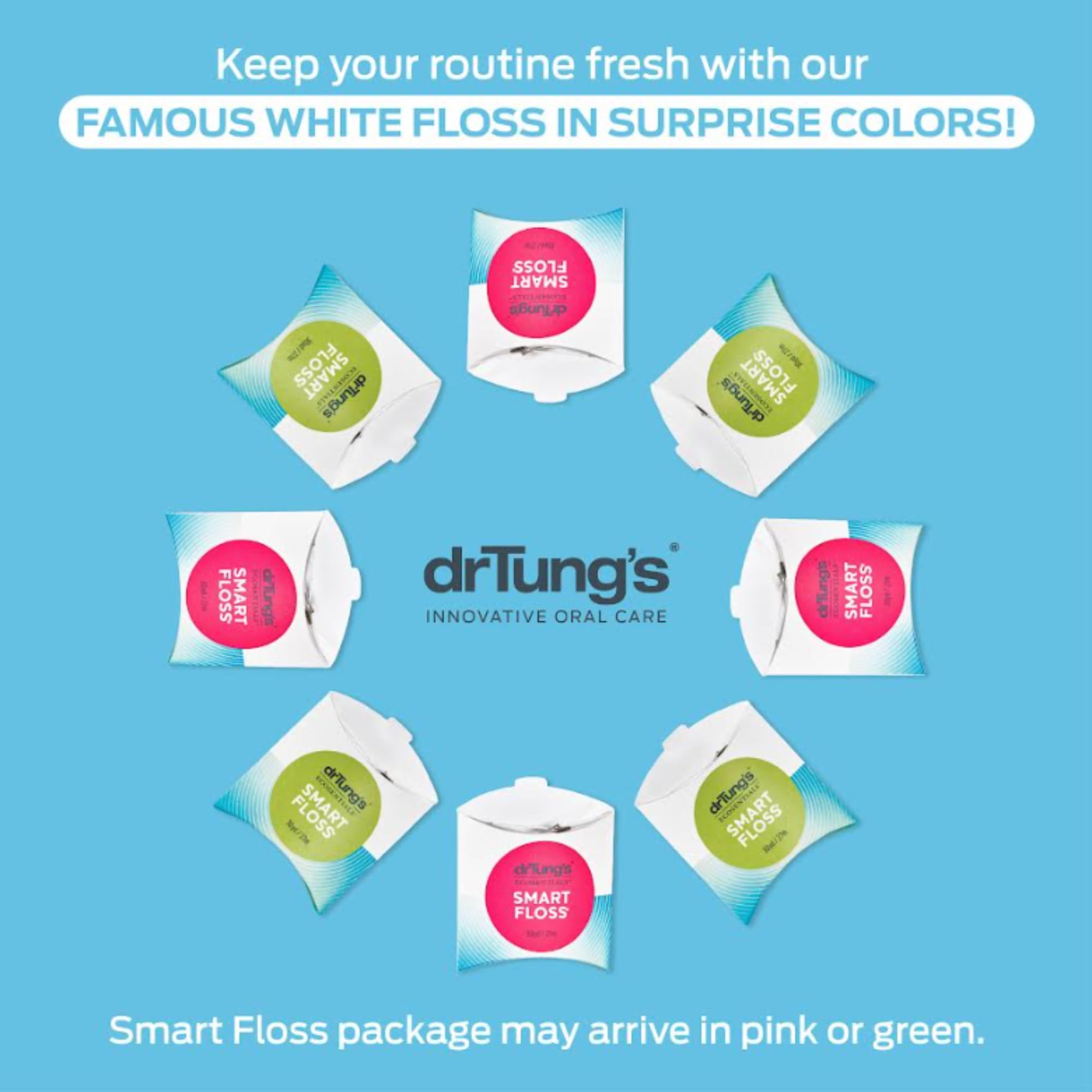DrTung's Smart Floss - Natural PTFE & PFAS Free Dental Floss, Gentle on Gums, Expands & Stretches, BPA Free - Cardamom Flavor (3 Pack) | Perfect for Sensitive Teeth & Tight Spaces, Ideal for Travel & Daily Oral Care