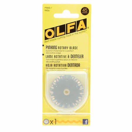 Olfa 45mm Pinking Blades - 1 Pack - Premium Fabric Scissors for Quilting, Sewing & Craft Projects