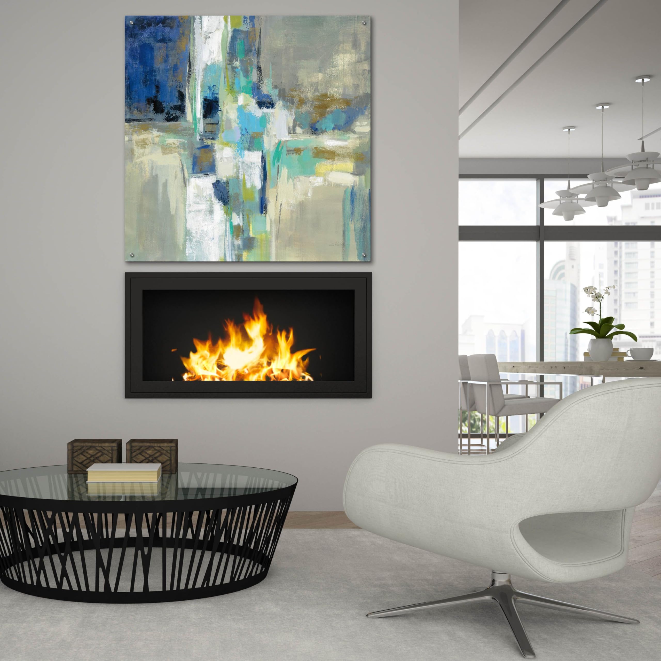 Silvia Vassileva 'Spring Water' Acrylic Glass Wall Art - 36x36 Inch Modern Abstract Painting for Living Room, Bedroom & Office Decor