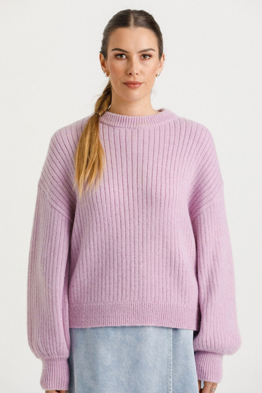 Emmie Lilac Wool Blend Knit Sweater - Soft & Warm Winter Pullover for Women | Perfect for Casual Outfits & Cozy Nights