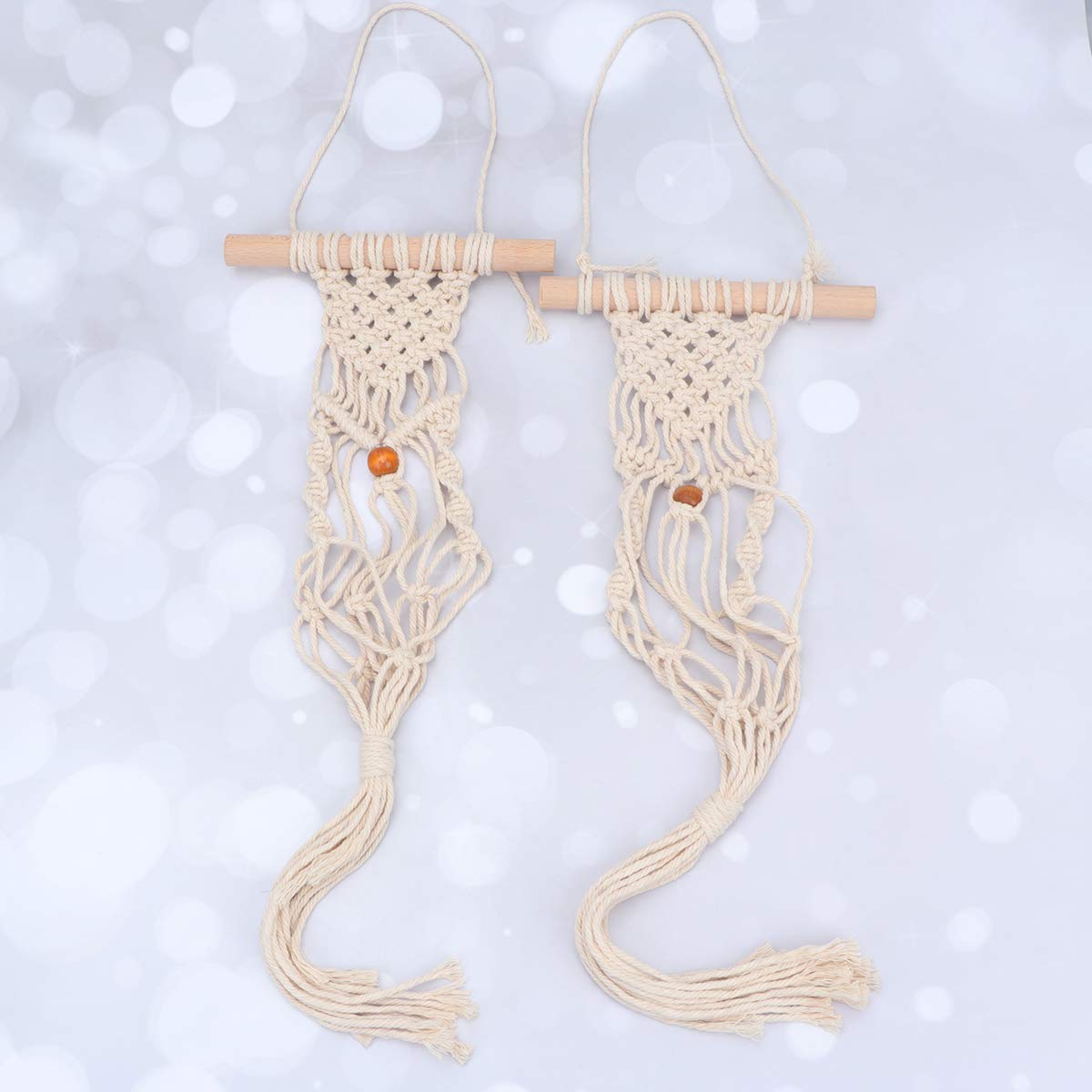 2-Pack Cabilock Macrame Hanging Planters - Rustic Wall Plant Hangers with Net Bag for Indoor Plants, Air Shelves & Home Decor | Perfect for Living Room, Bedroom, Balcony & Boho Style Decor