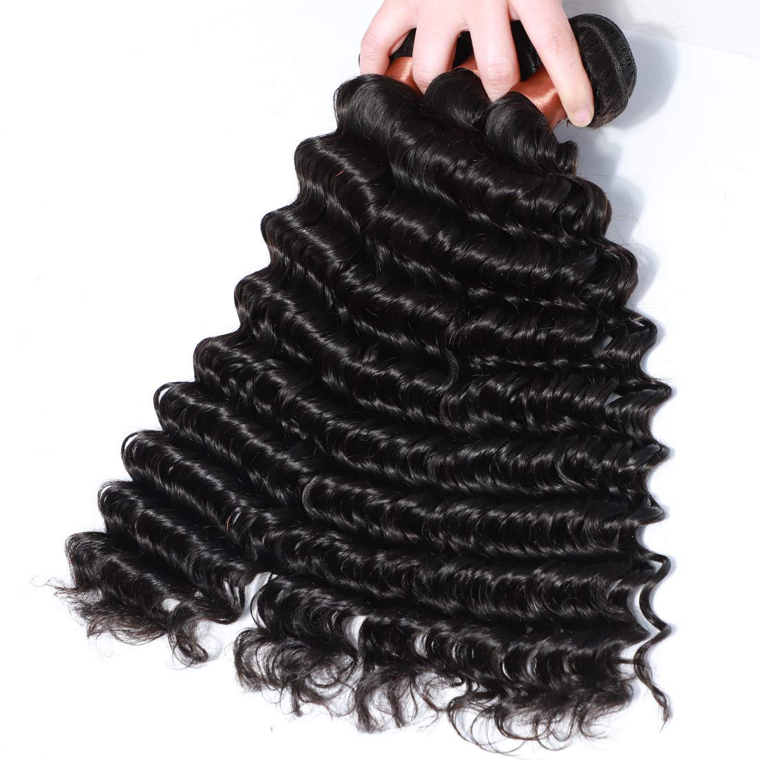 Brazilian Virgin Human Hair Extensions - 3 Bundles Deep Wave 22 24 26 Inch Unprocessed Weave Bundles 100% Natural Black Hair Can Be Dyed & Bleached | Perfect for Daily Styling, Special Occasions & Salon Use