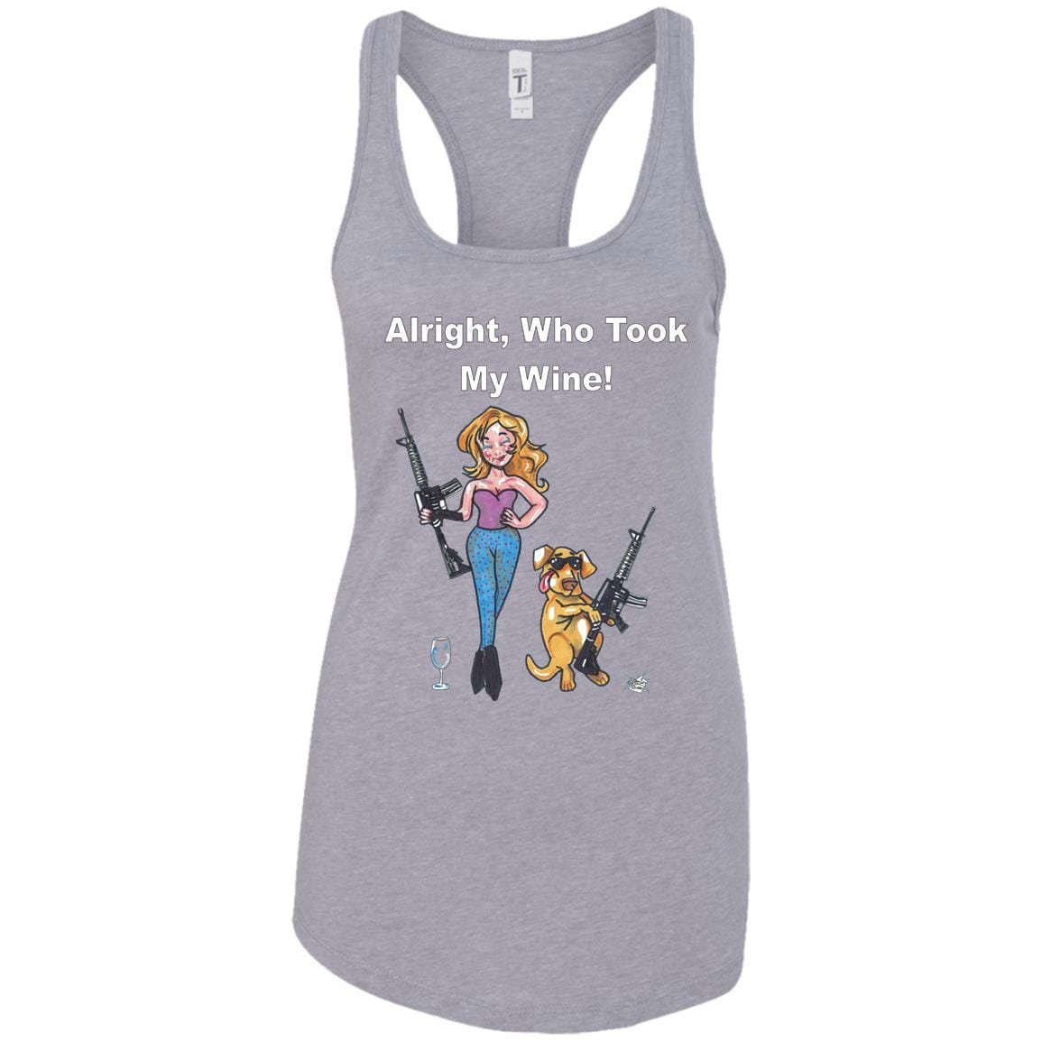 WineyBitches.co Who Took My Wine Racerback Tank Top - Funny Wine Lover Shirt with White Lettering - Perfect for Wine Tasting Parties & Girls Night Out