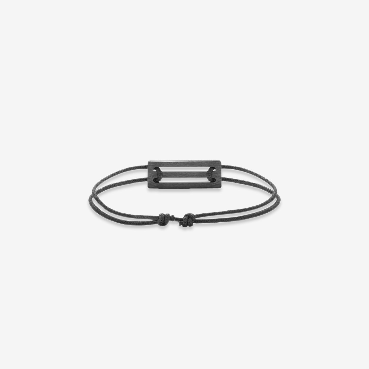 1.7g Polished Black Ceramic & Polyester Cord Bracelet for Men - Elegant Adjustable Wristband for Casual Wear, Office & Special Occasions