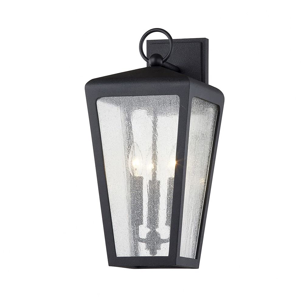 Troy Lighting B7602 Mariden Wall Sconce - Textured Black Finish, Indoor/Outdoor Wall Light Fixture for Living Room, Bedroom, Porch, and Patio Decor
