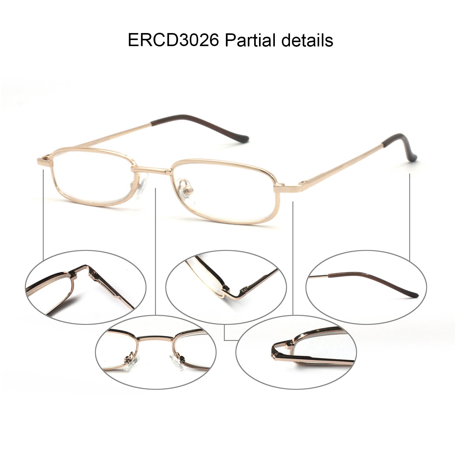 Lightweight Portable Metal Reading Glasses with Case - Blue Light Blocking Readers for Men & Women - Perfect for Reading, Computer Work & Travel