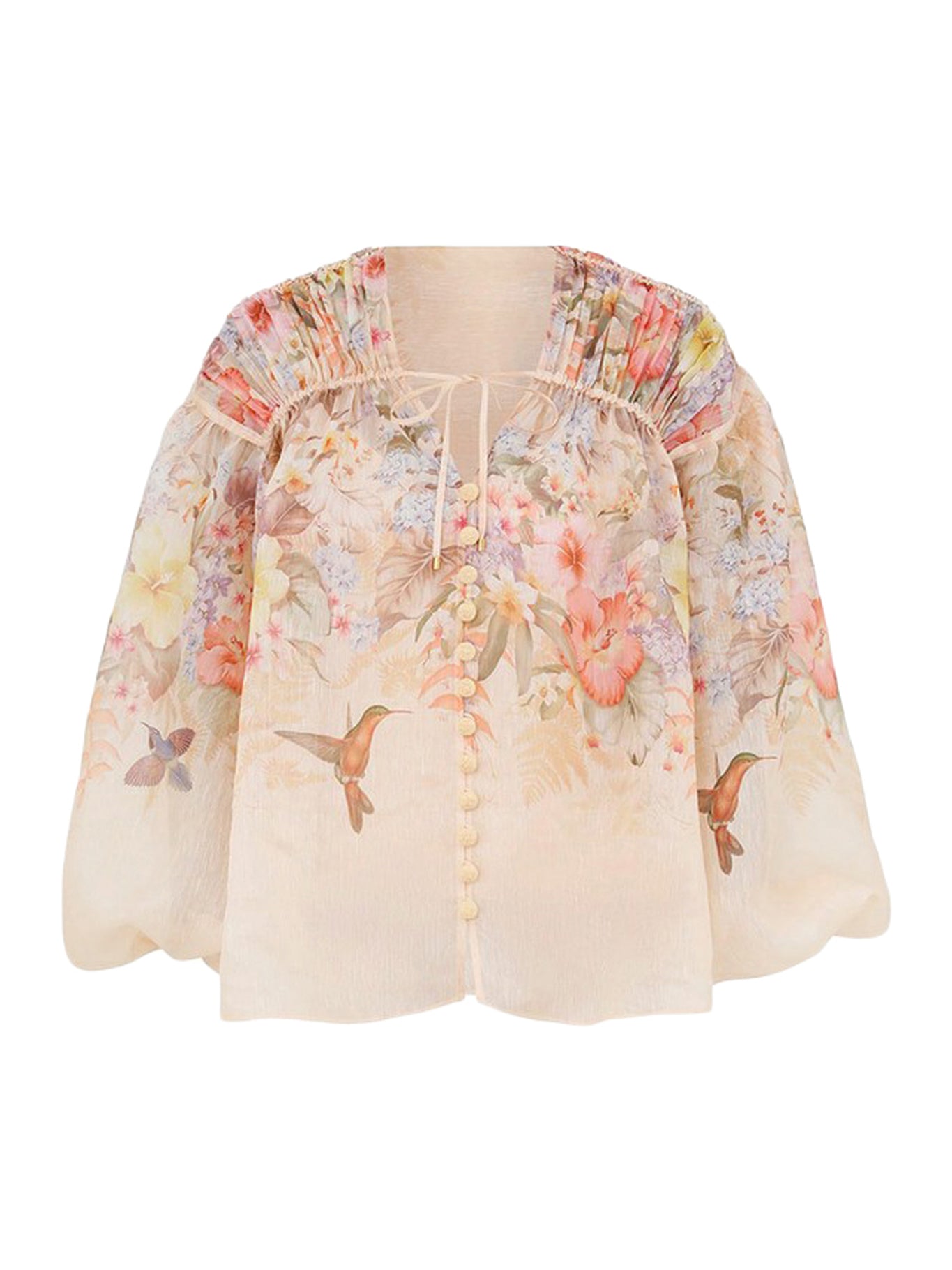 Stylish Drawn Illuminate Blouse for Women - Trendy Floral Print Tunic Top for Casual Outfits & Evening Wear