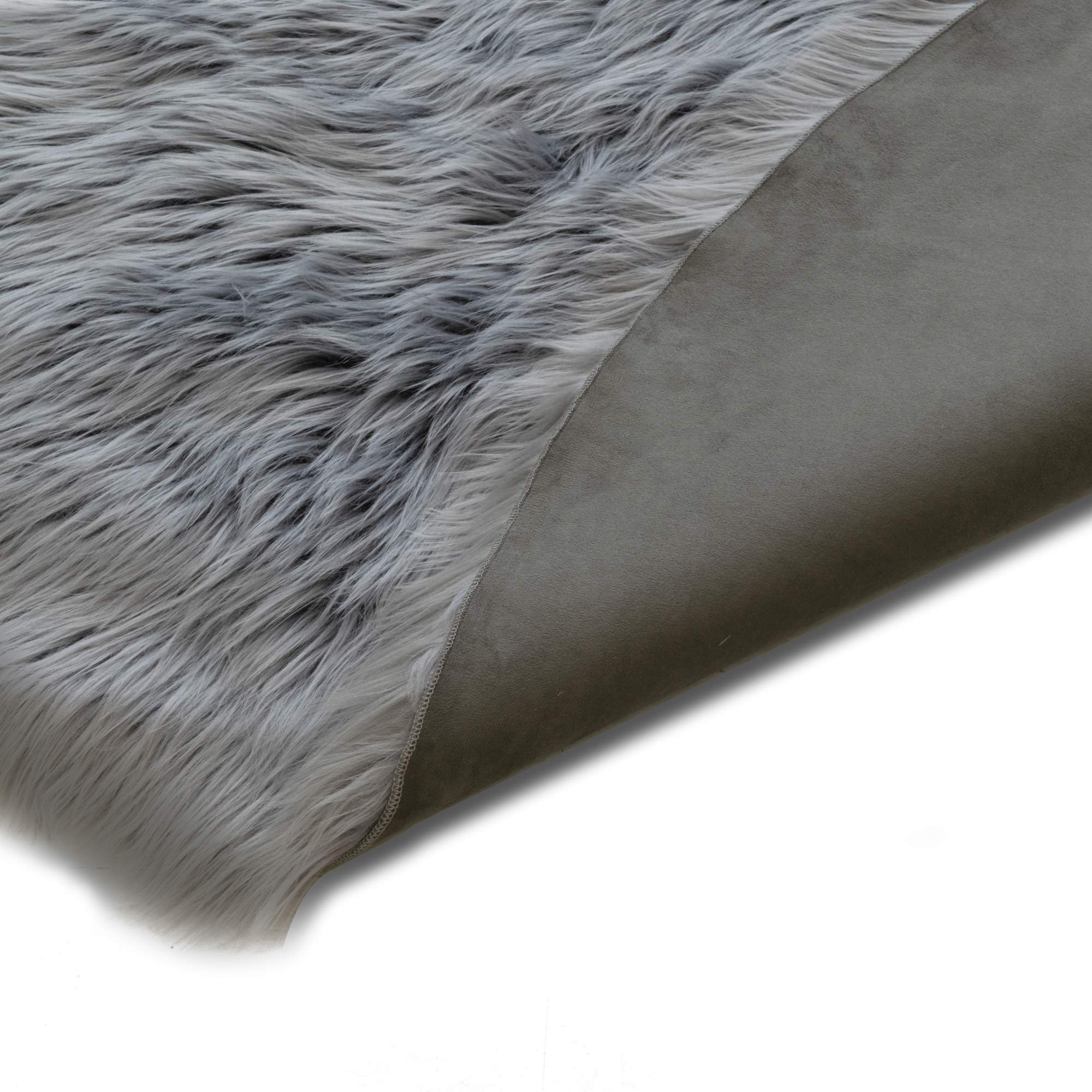 Alair Grey Round Faux Fur Area Rug 5ft - Soft Plush Shaggy Carpet for Living Room, Bedroom & Nursery - Cozy Home Decor Accent